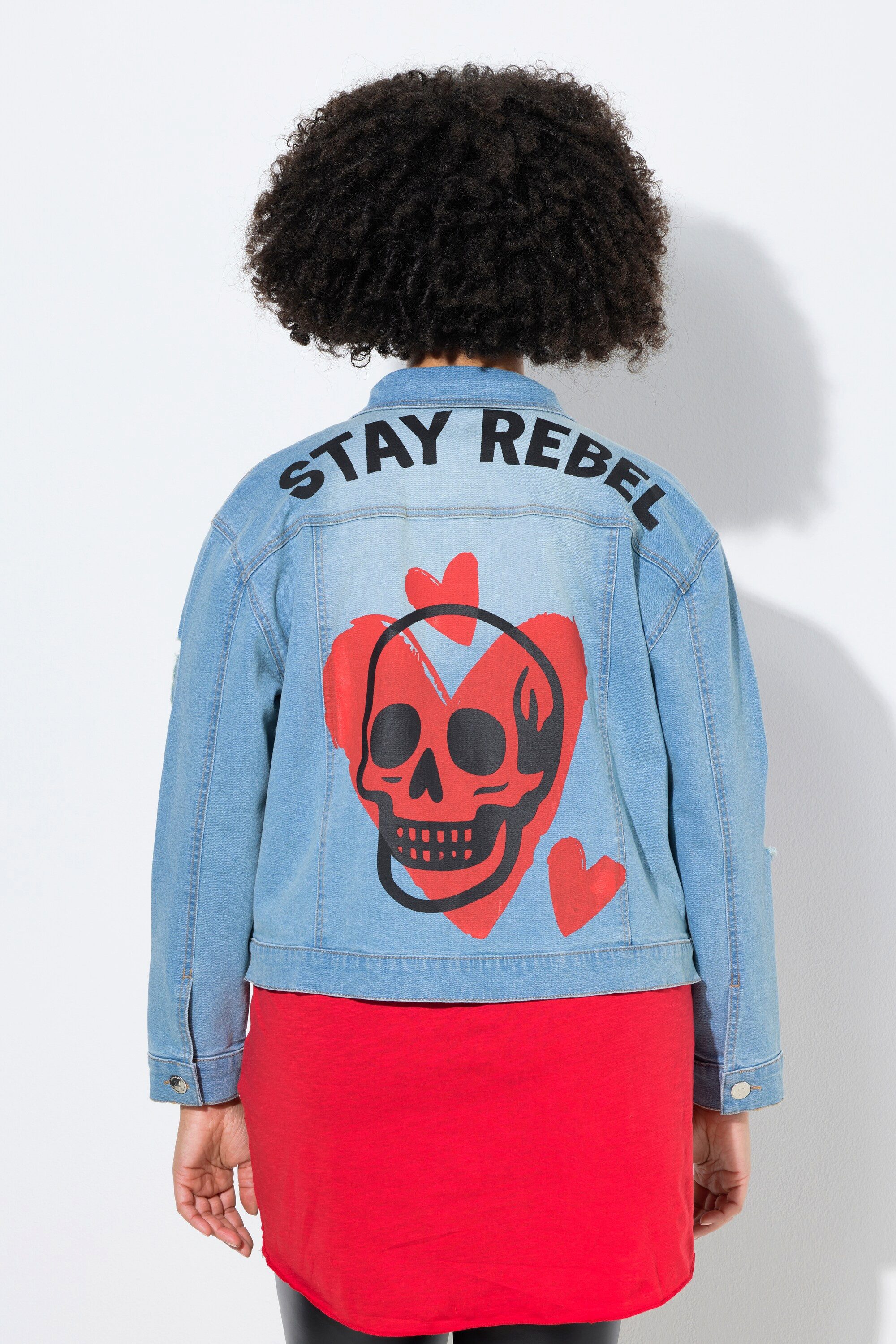 Angel of Style Sommerjacke Jeansjacke Oversize Fit Prints Stretchdenim
