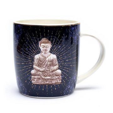 yogabox Tasse Set Teetasse Buddha blau, Bone China-Porzellan