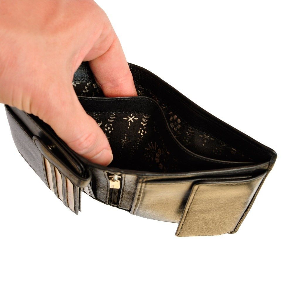 BRANCO Geldbörse Schicke Damen-Geldbörse / Portemonnaie, Leder, Schwarz, Branco 22369