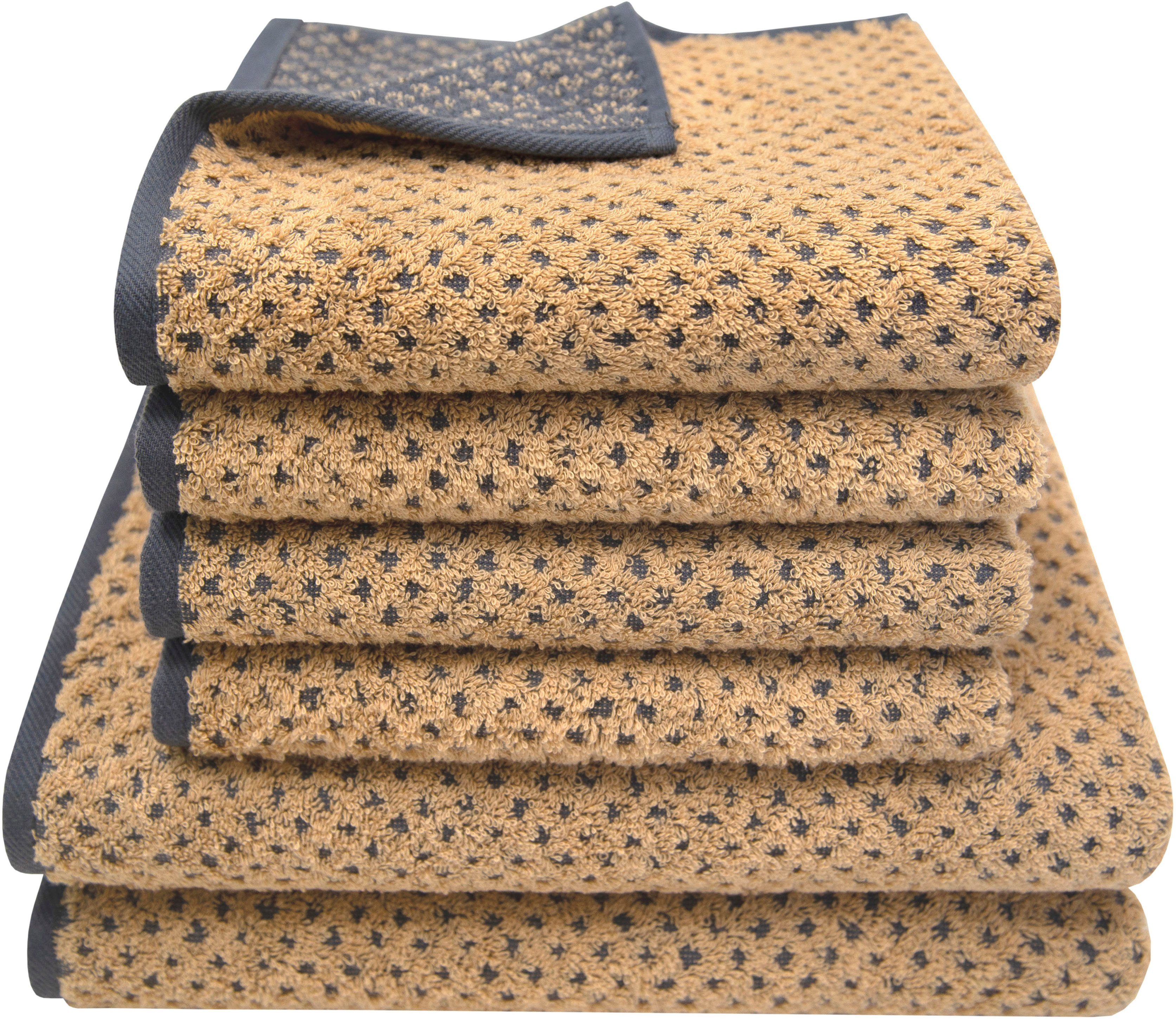 Dyckhoff Handtuch Set Golden Shades Rhombus, Walkfrottier (Set, 6-St), Kuschelig weich; 4 Handtücher (50x100cm), 2 Duschtücher (70x140cm)