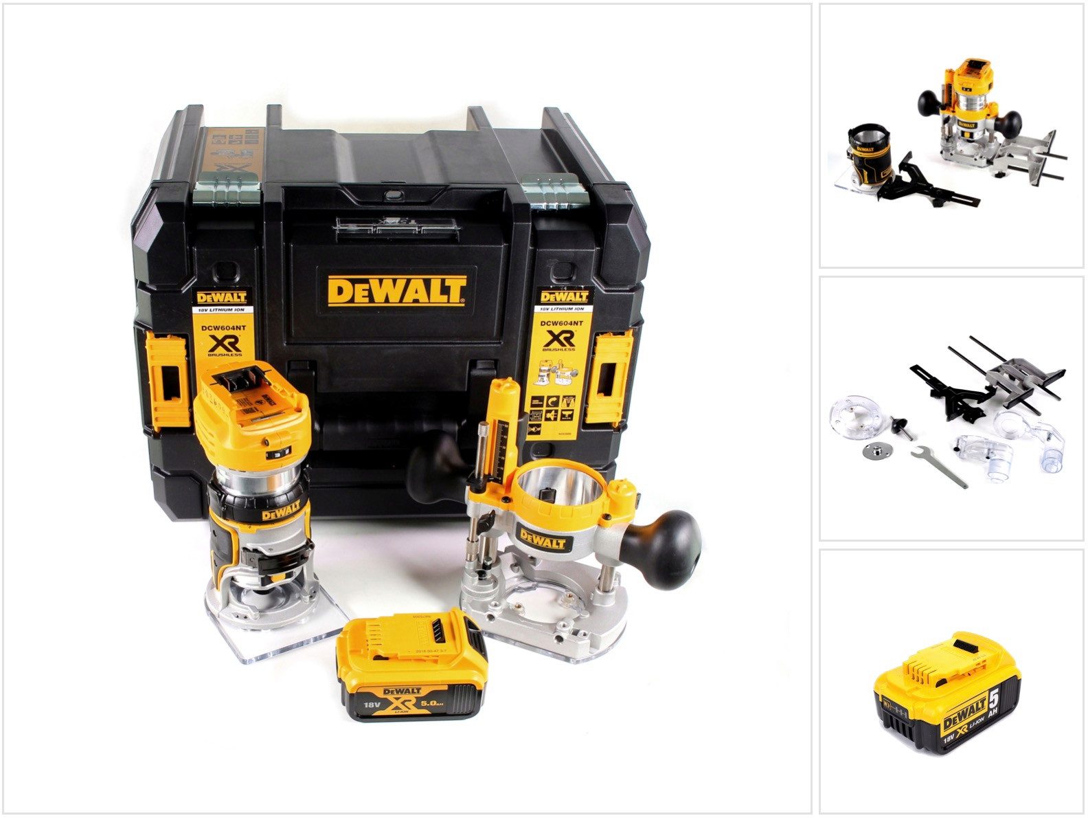 DeWalt Oberfräse DCW 604 NT Akku Kombifräse 18V 55mm + 1x Akku 5,0 Ah in TSTAK - ohne