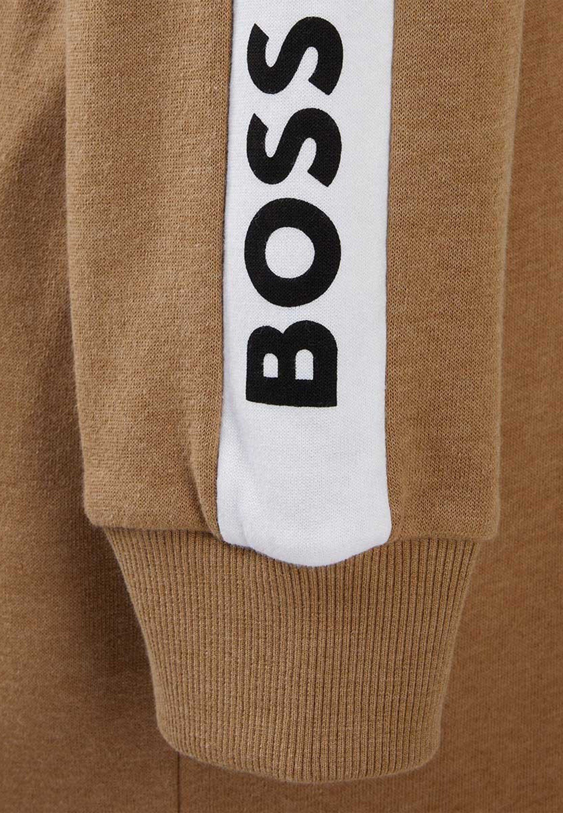 Hugo Boss BOSS Baumwolle, mit Design 100% modernem Home Bademantel SENSE, CAMEL