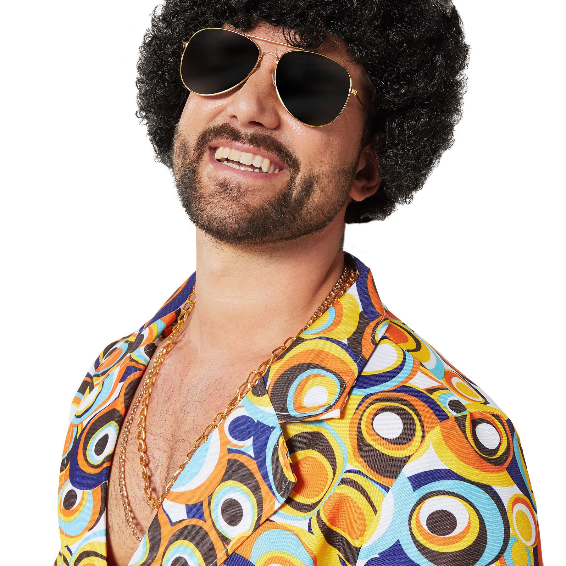 dressforfun Hippie-Kostüm Herrenkostüm, Kreis-Muster in bunten Farben.