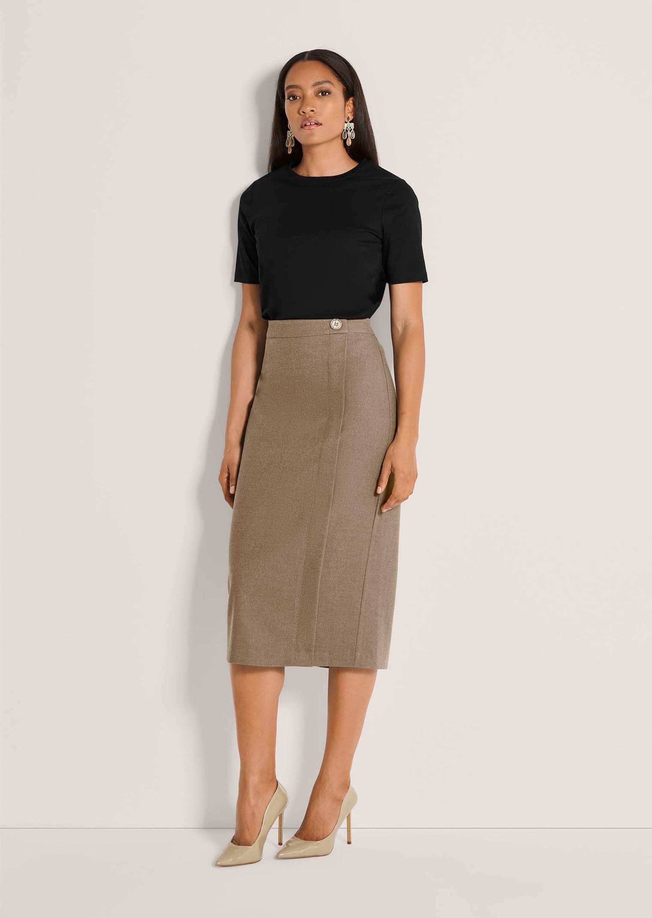 MADELEINE Maxirock Midirock in Wickeloptik Feminin-eleganter Schnitt mit dekorativem Knopf