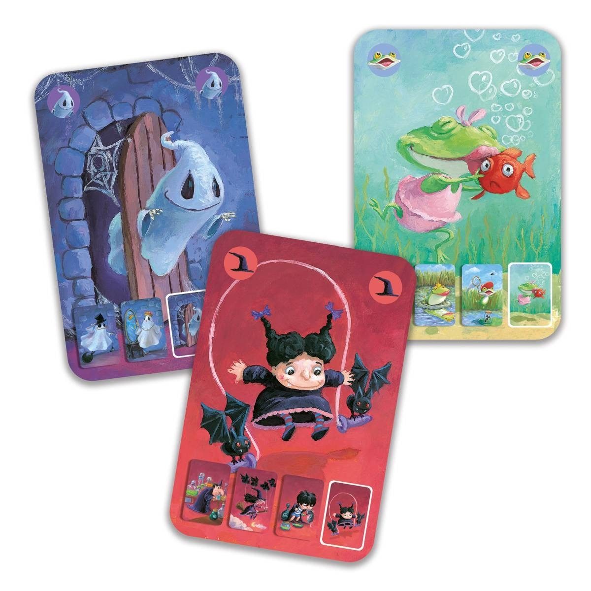 DJECO Spiel Mini Family Kartenspiel mit Tierfamilien für Kinder, Kartenspiel Mini Family, klassisches Quartettspiel