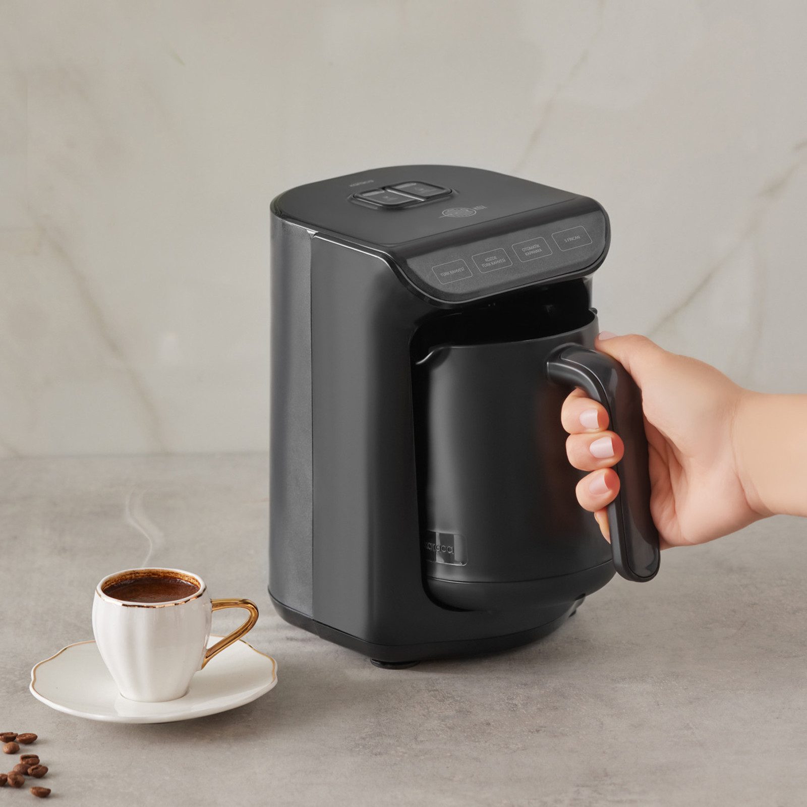 Karaca Espressomaschine Hatır Köz Türkische Kaffeemaschine, Beige 5 Tassen
