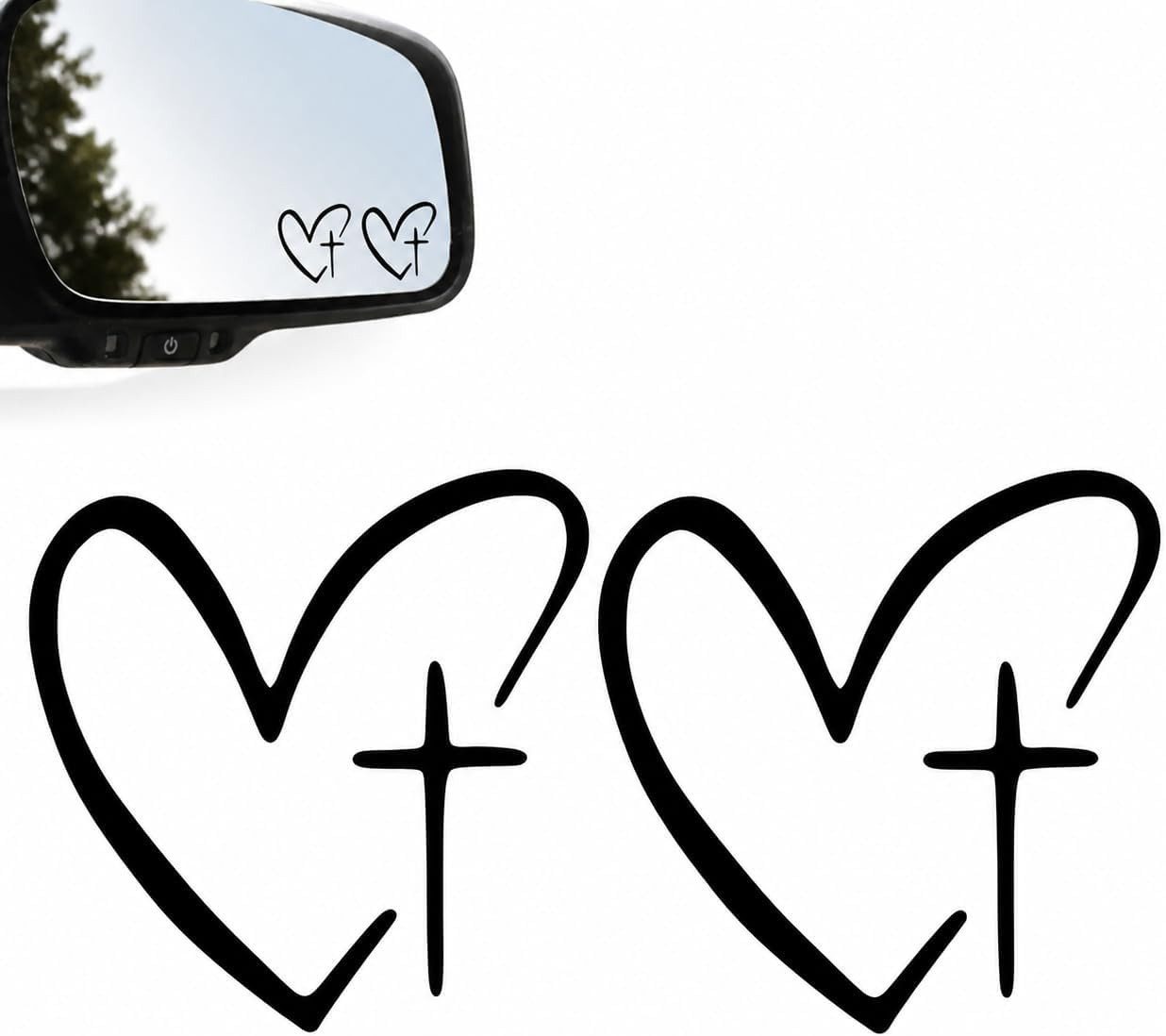 FELIXLEO Aufkleber 12 Stück Herz Kreuz Aufkleber Schwarz reflektierend, (1tlg)