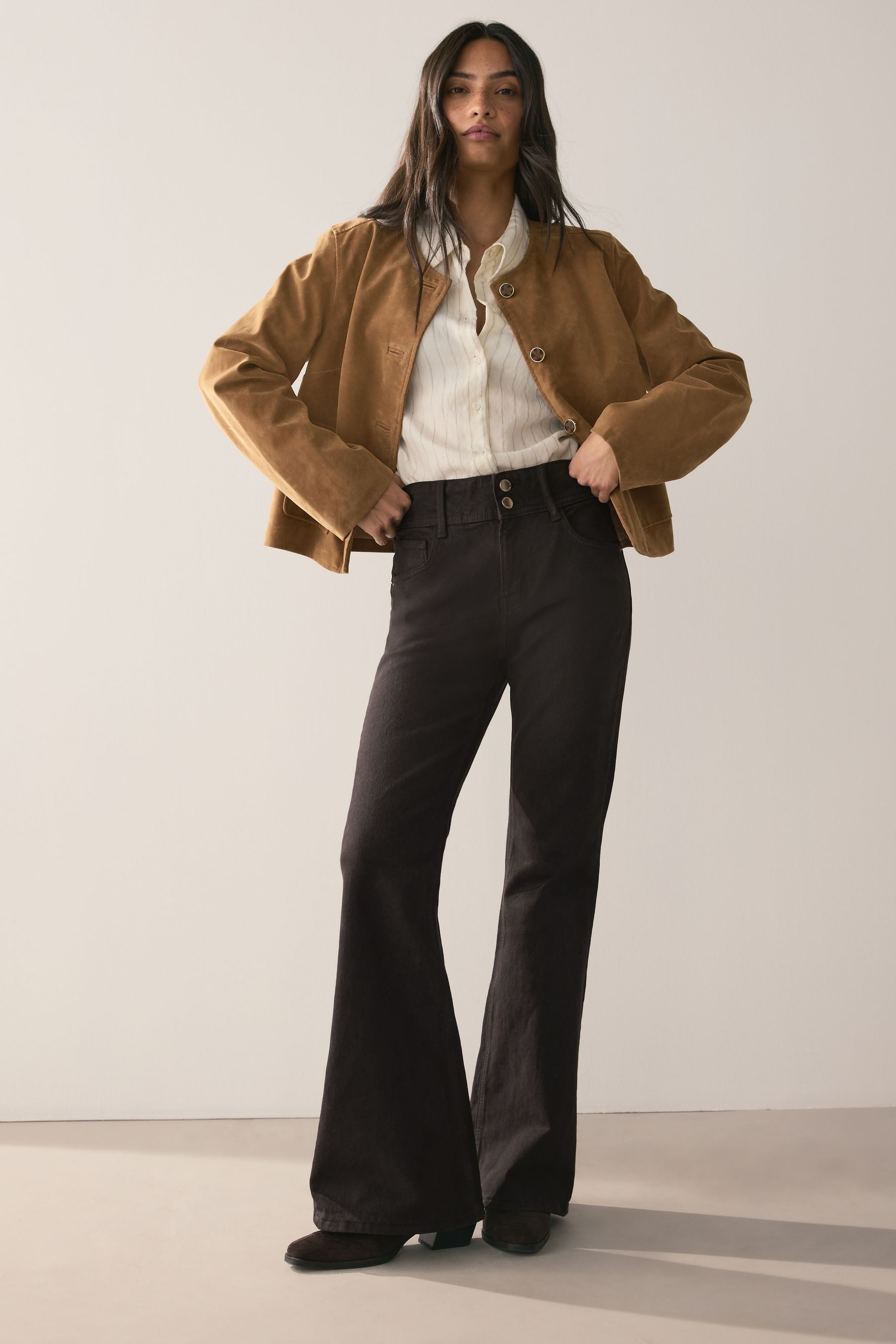 Next Stretch-Jeans Hochbund-Schlagjeans mit Stretch (1-tlg)