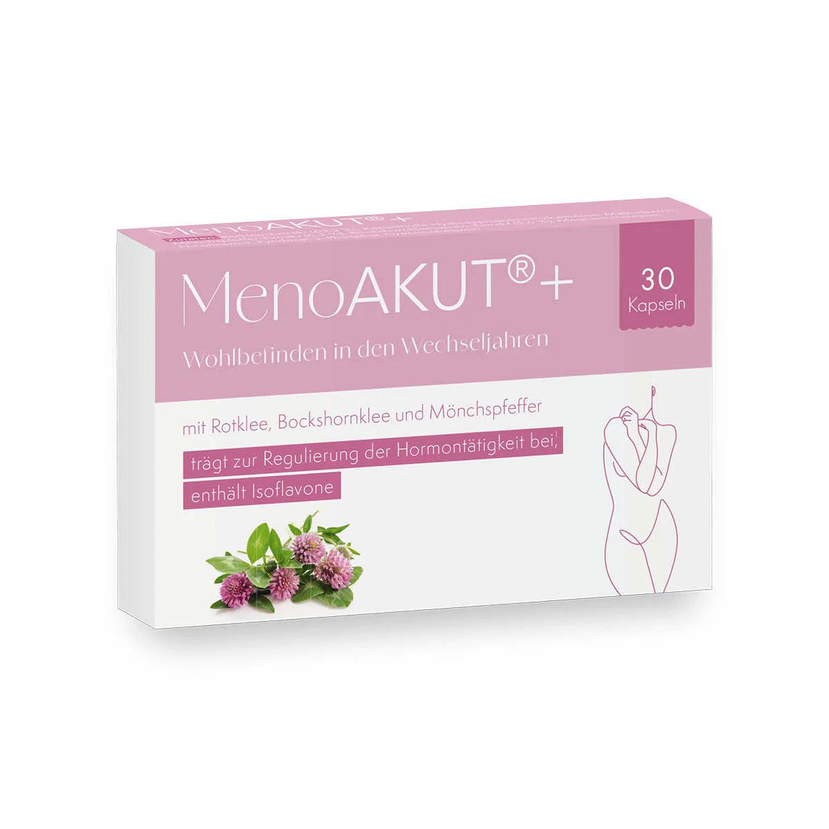 Aura Natura MenoAKUT+ - Wechseljahre Kapseln mit Rotklee und Vitaminen - Vegan Kapseln