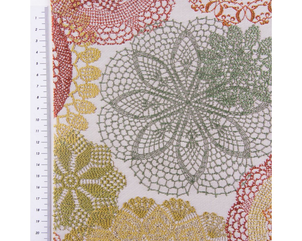 Thumbnail - Stoff Polsterstoff Dekostoff Doily Mandala Blumen gelb grün