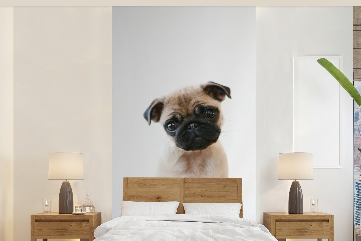 MuchoWow Fototapete Hund - Haustiere - Porträt, Matt, bedruckt, (2 St), Vliestapete für Wohnzimmer Schlafzimmer Küche, Fototapete