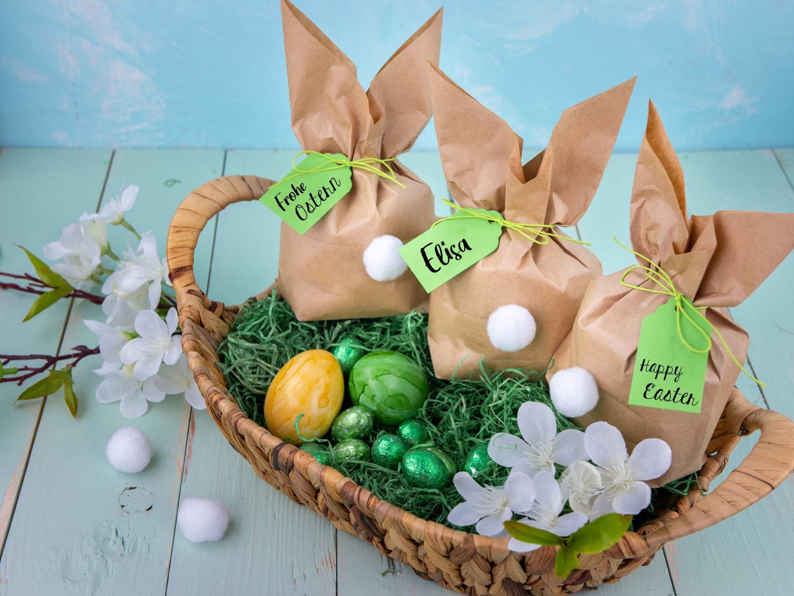 PAPIERDRACHEN Osterhase DIY Osterhasen mit Pompons