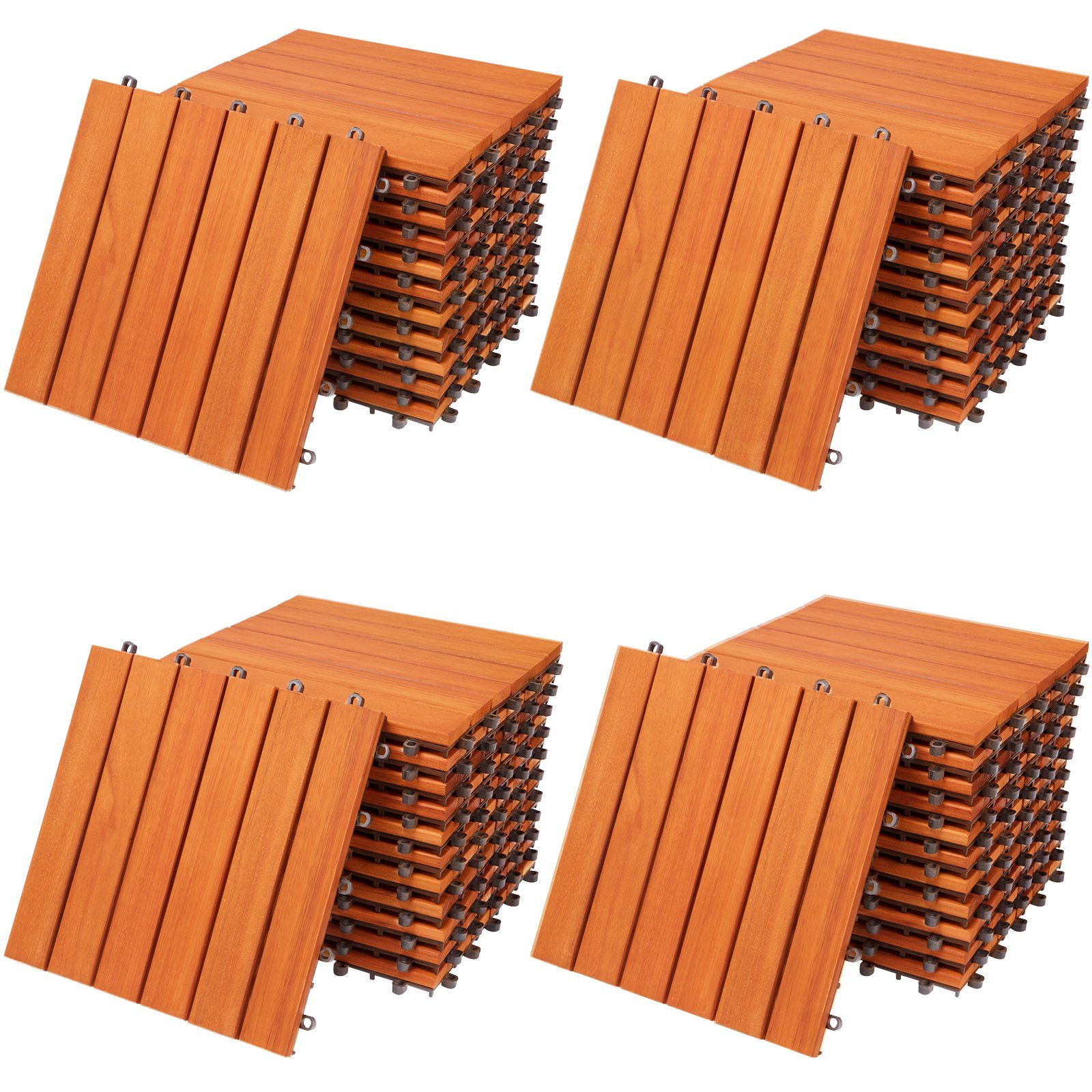 Casaria Holzfliesen 44x Eukalyptus, Terrassenfliesen 1-6m² günstig online kaufen