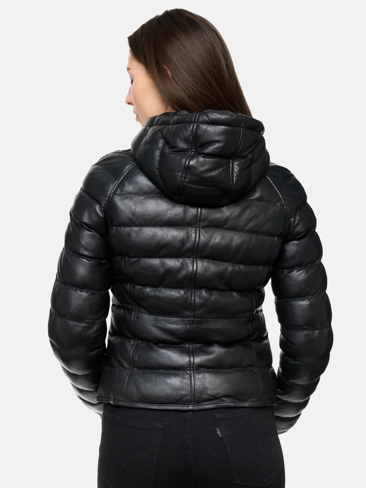 Tazzio Lederjacke F510 im Stepp-Look mit Kapuze