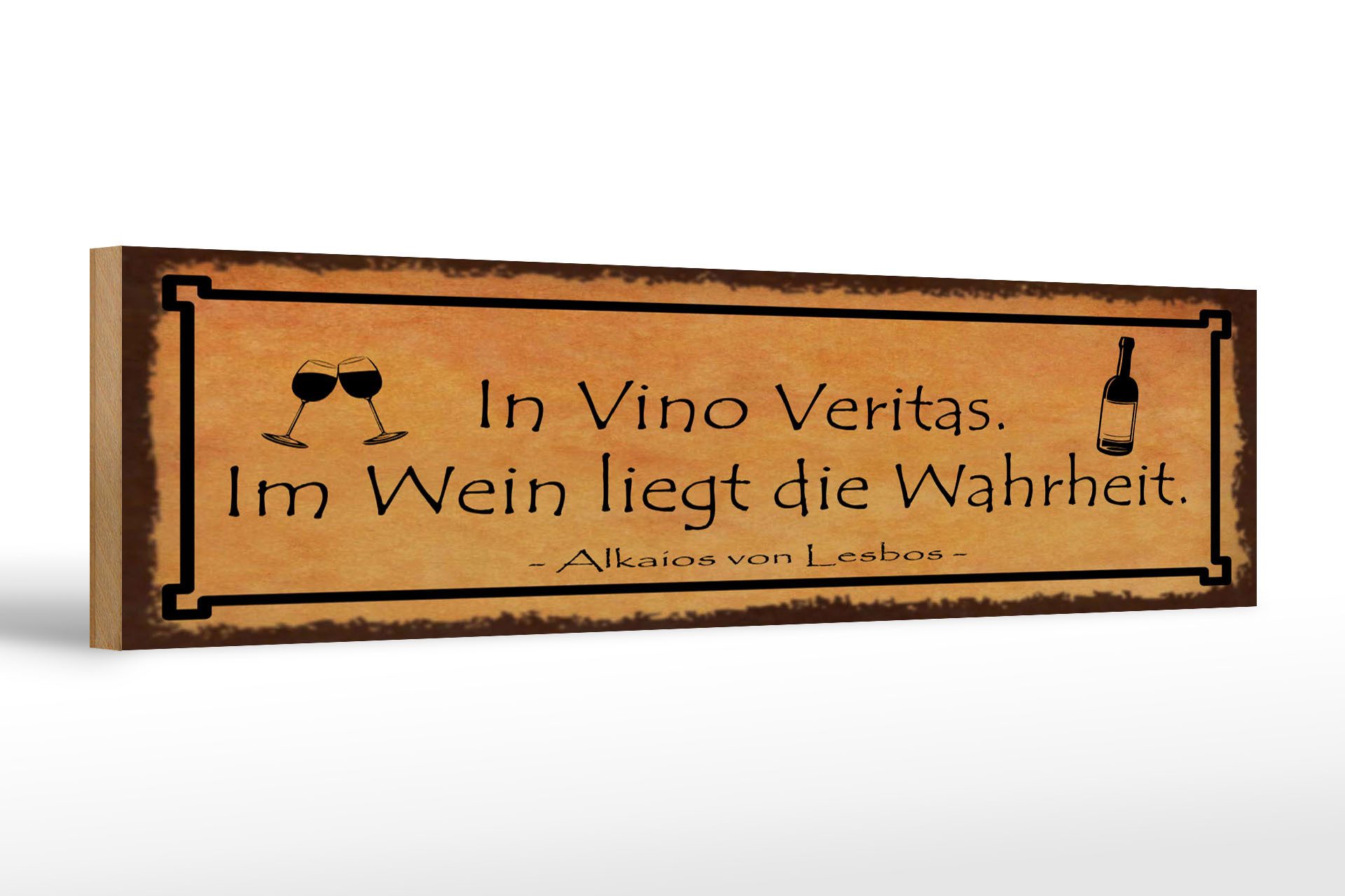 Femer GmbH Holzbild Spruch 46x10 cm In Vino Veritas Wein Wahrheit, (1 St), Glatte Holzfaserplatte (MDF), vorn beschichtet