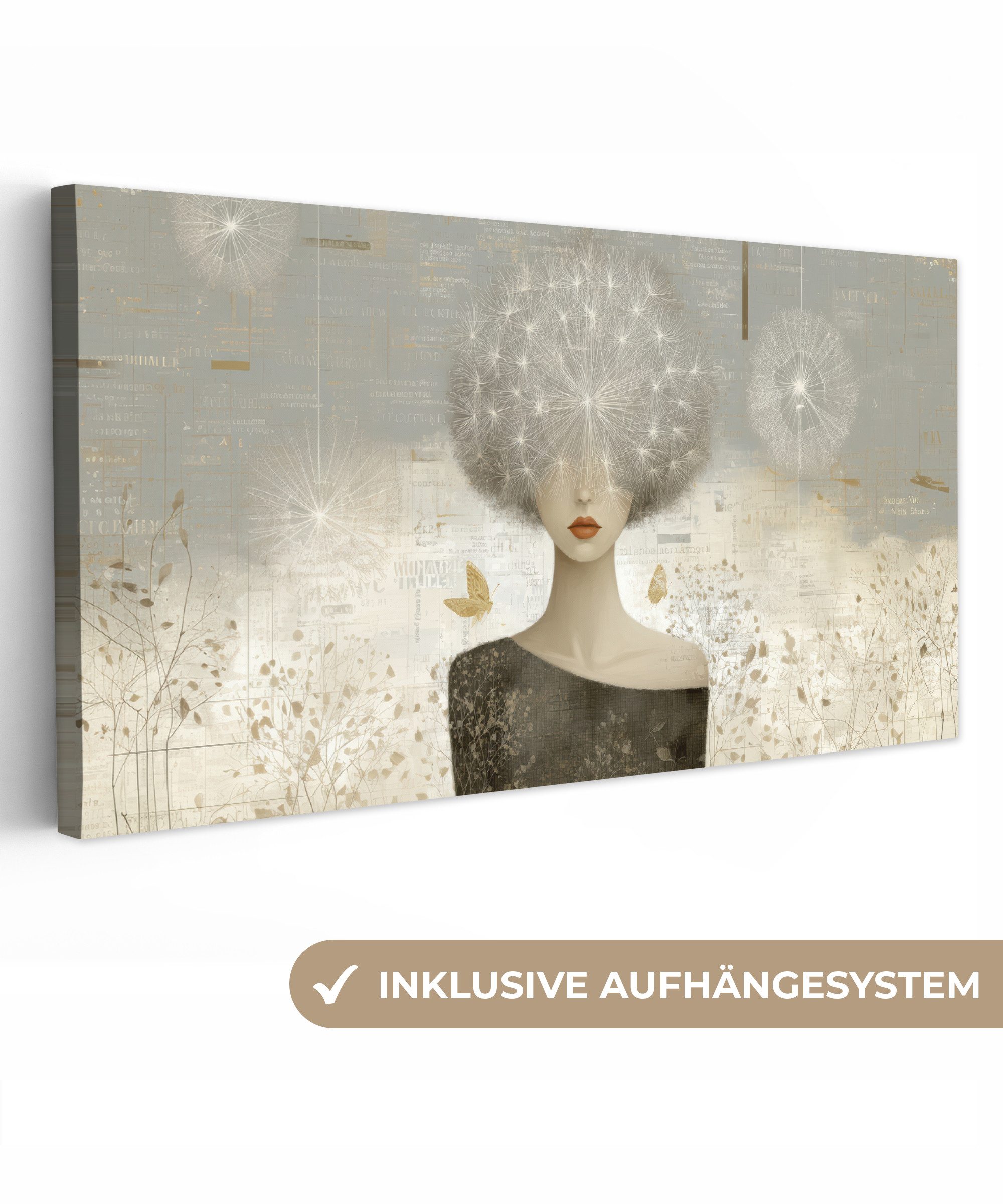 OneMillionCanvasses® Leinwandbild Panorama Fluff - Frau - Beige, Fotodruck günstig online kaufen