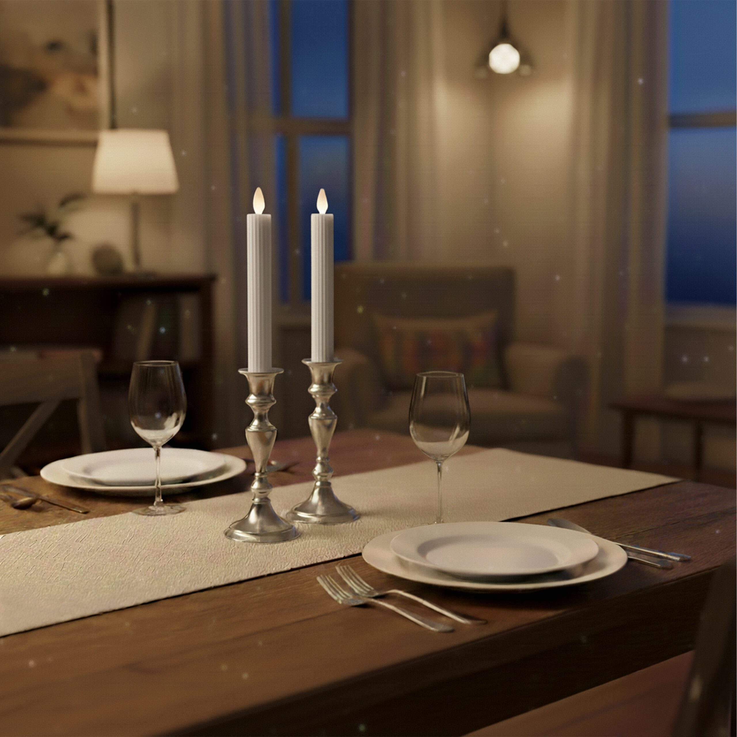 relaxdays LED-Kerze LED Stabkerzen 4er Set, weiß