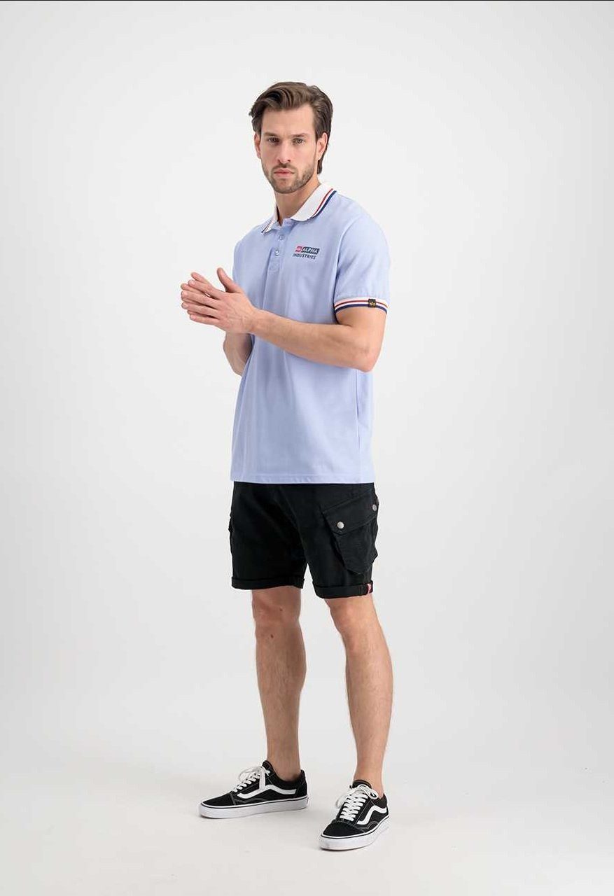 Alpha Industries Poloshirt Contrast (100% Baumwolle) hellblau Herren