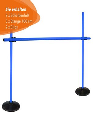 Superhund Agility-Hürde Scheibenfuß Hürdenset mit Stange 100 cm Sprunghürde Farbe Blau, Stange aus Kunststoff.