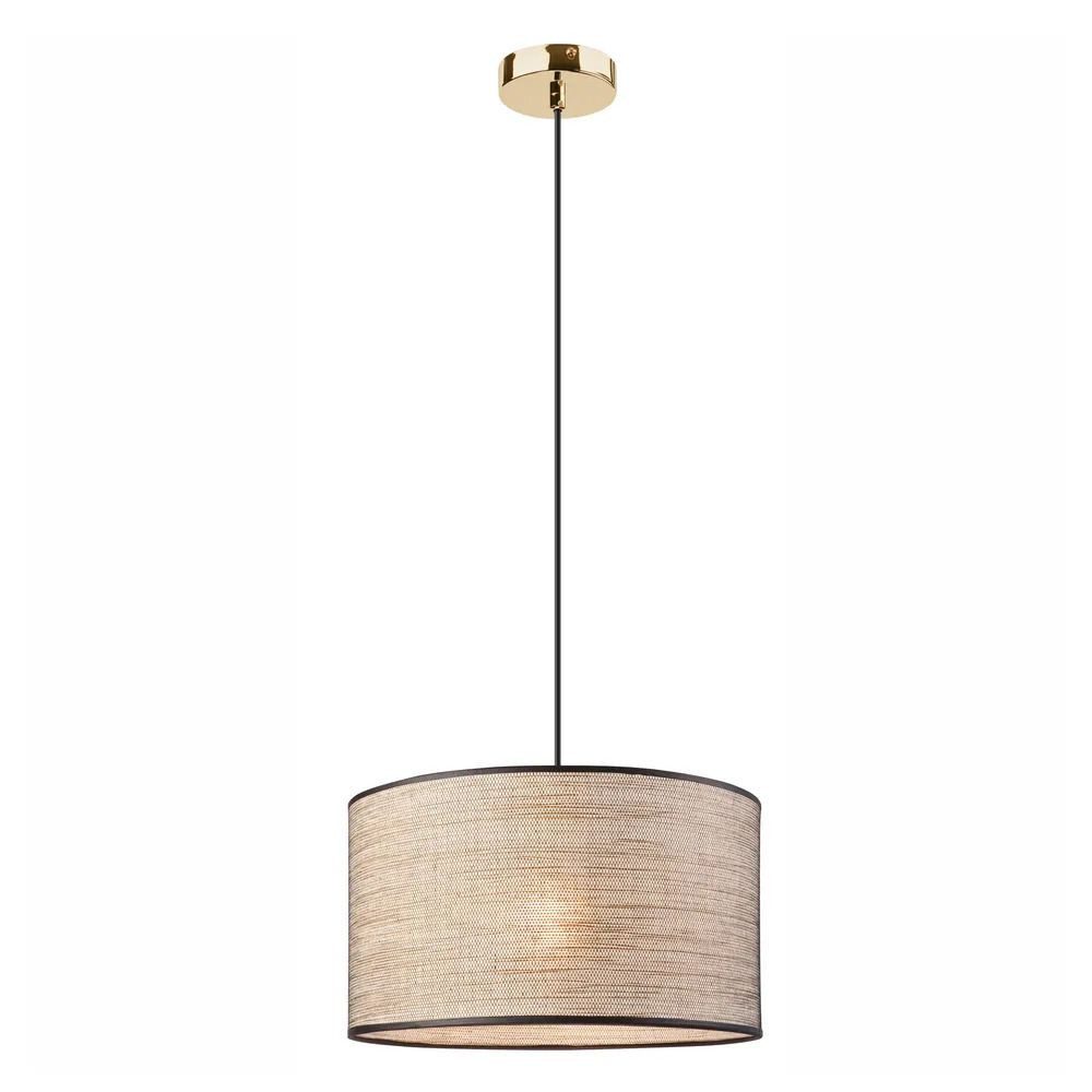 Licht-Erlebnisse Pendelleuchte GAGNANO, ohne Leuchtmittel, Metall Stoff E27 D: 35 cm H: max. 127 cm in Gold rund