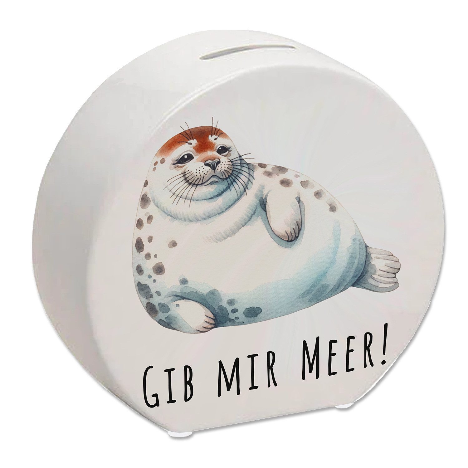 Spardose Dicke Robbe Spardose mit Spruch Gib mir Meer