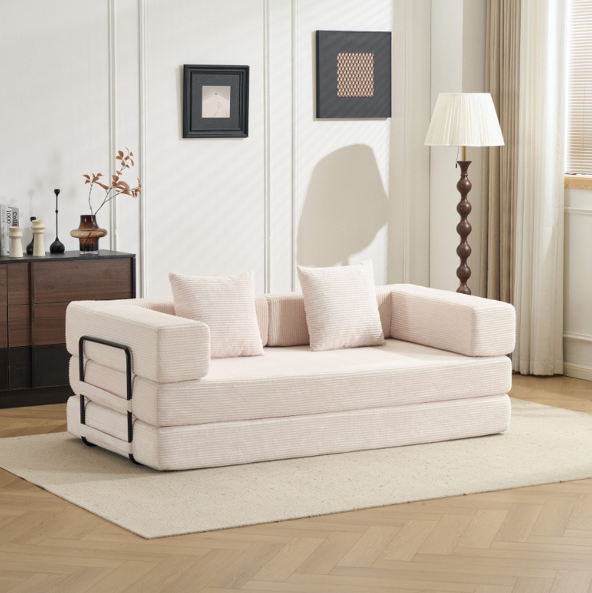 ibettertec Kindersofa rahmenloses Schlafsofa, 5-in-1 Couch,Wohnzimmer, Spar-Set 1 Teile, hochdichter Memory-Schaum, Chenille-Kord-Bezug