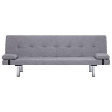 furnicato Schlafsofa mit zwei Kissen Hellgrau Polyester