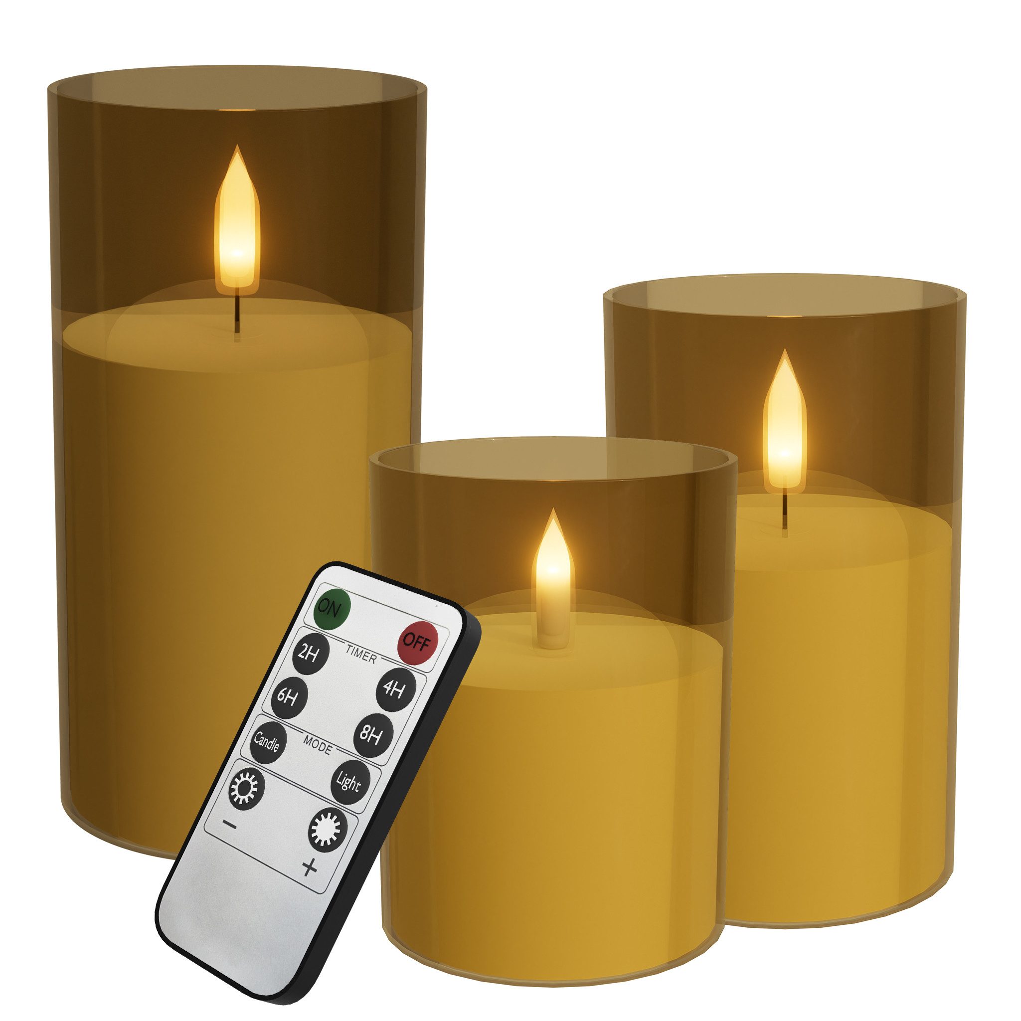 FIVMEN LED-Kerze 3 Stück LED Kerzen Flammenlosekerzen mit Fernbedienung Acr günstig online kaufen