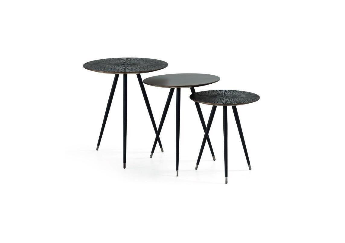 JVmoebel Beistelltisch Beistelltisch 3x Set Schwarz Wohnzimmer Rund Tisch Modern Luxus (3-St., 3x Beistelltisch), Made in Europa