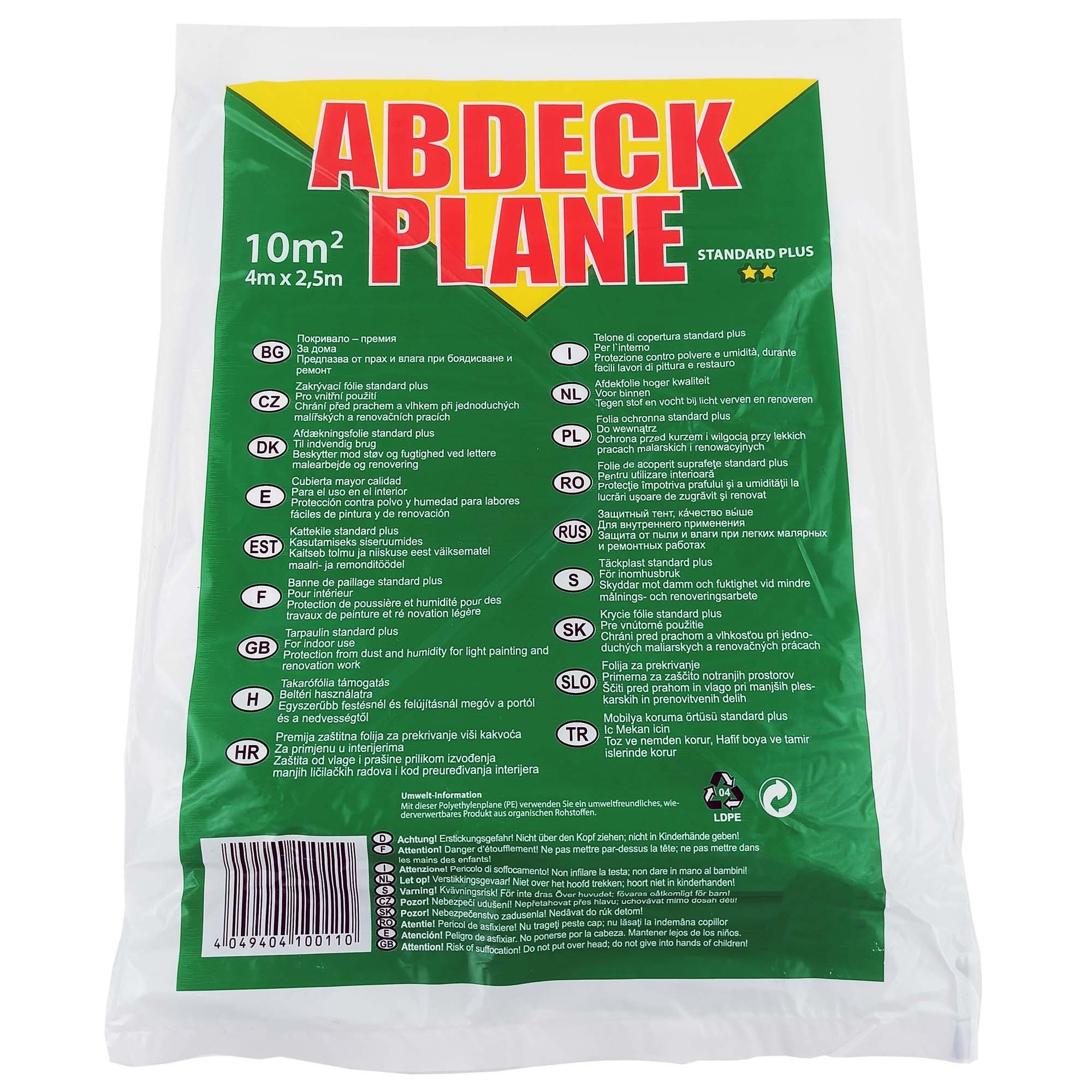 Scorprotect® Abdeckfolie Abdeckplane Abdeckfolie HDPE 12 my „profi“ 4 m x 2,5 m