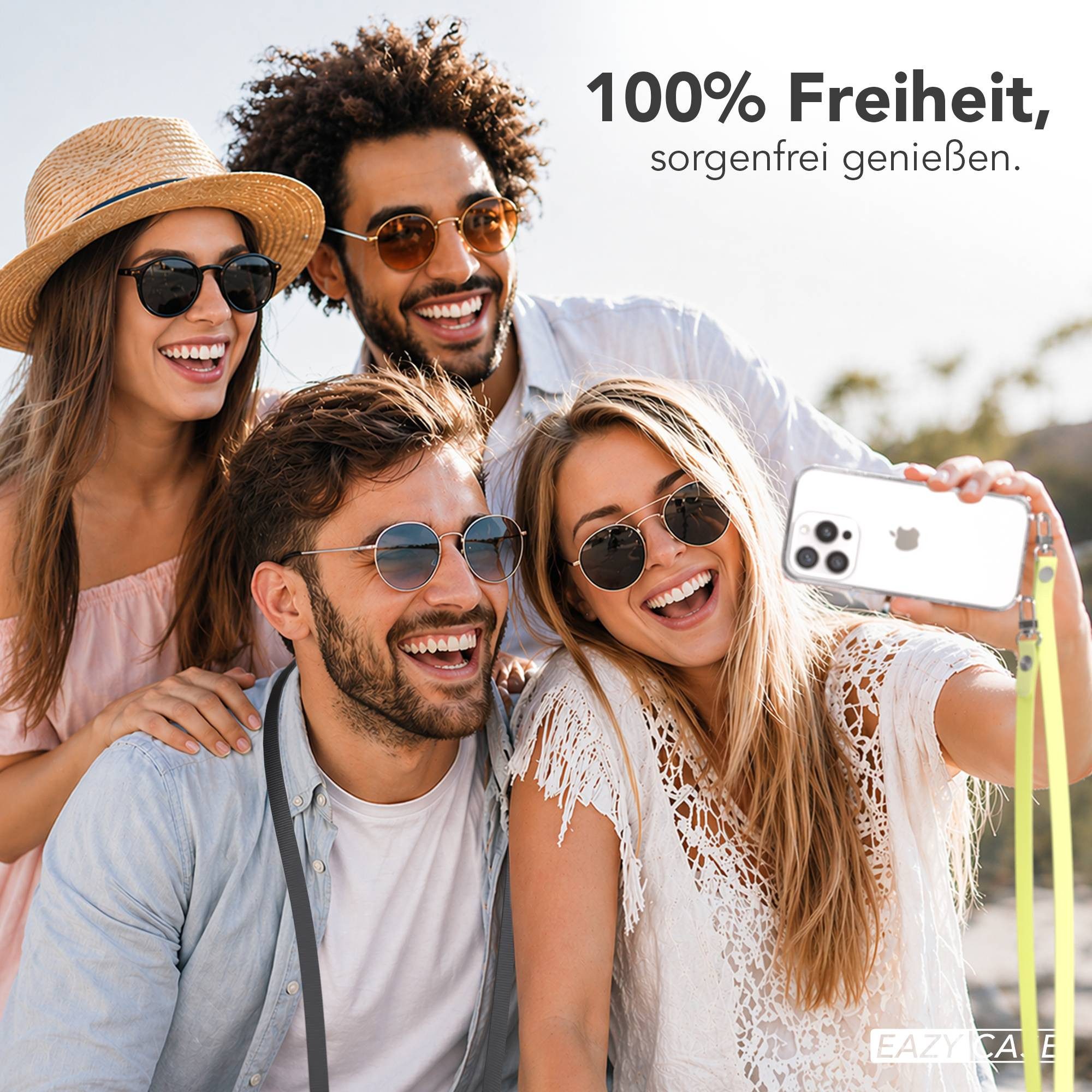 EAZY CASE Handykette für Apple iPhone 16 Pro Handyhülle mit Handyband magnetisch, Handyband in Gelb mit Magnetverschluss für 2x2 Hüllen