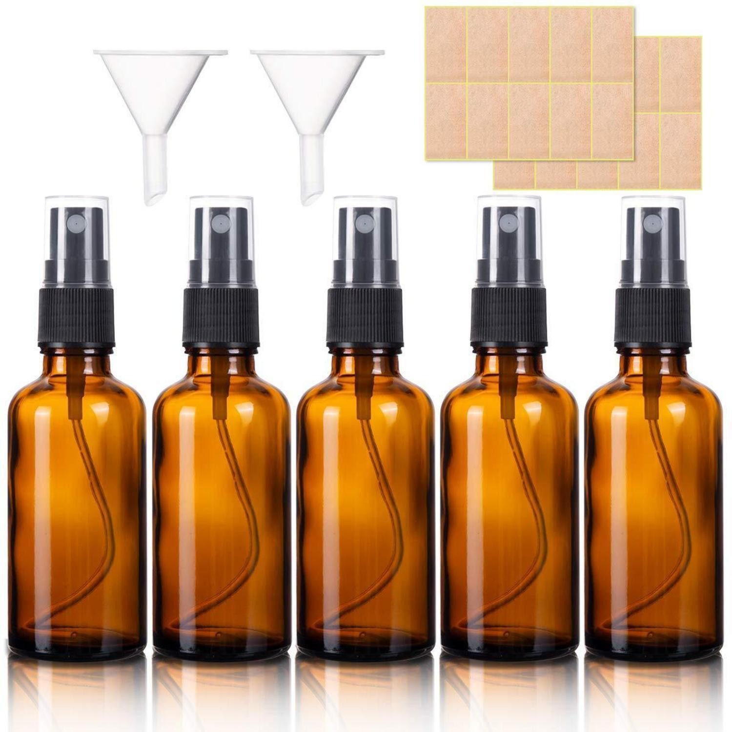 LuxusKollektion Parfümzerstäuber Braunglas Sprühflaschen 5x50ml Schwarz (5 St)