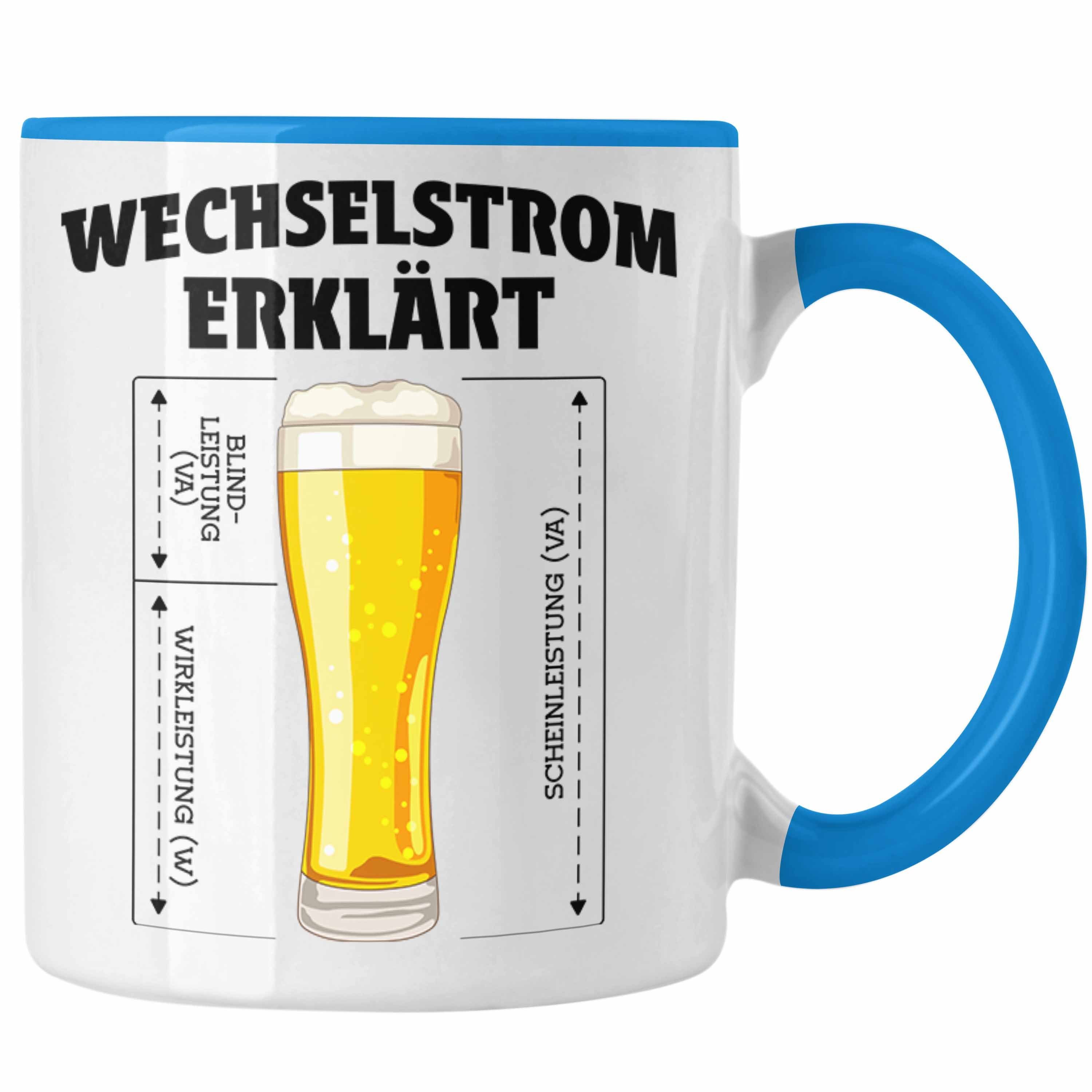 Trendation Tasse Trendation - Elektriker Tasse Spruch Männer Geschenk Lustig Gadget Geschenke Kaffeebecher Tassen Blau