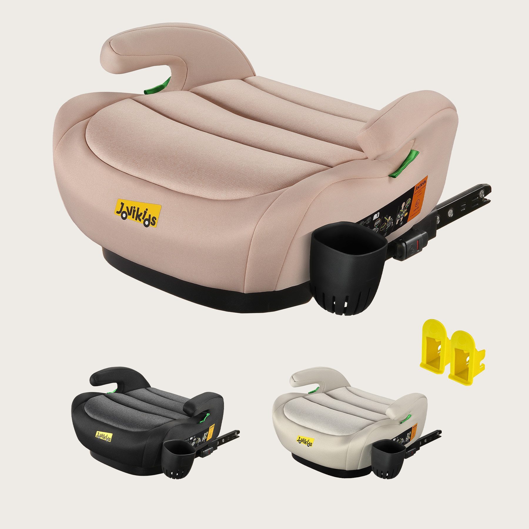 Jovikids Kindersitzerhöhung mit stabiler ISOFIX-Befestigung, Zertifiziert nach UN-Regelung R129, ab: ca.6Jahren, bis: 12 Jahre, ab: 125 cm, bis: 150 cm, (1-tlg), Komfortable Sitzerhöhung für Kinder von 6 bis 12 Jahren