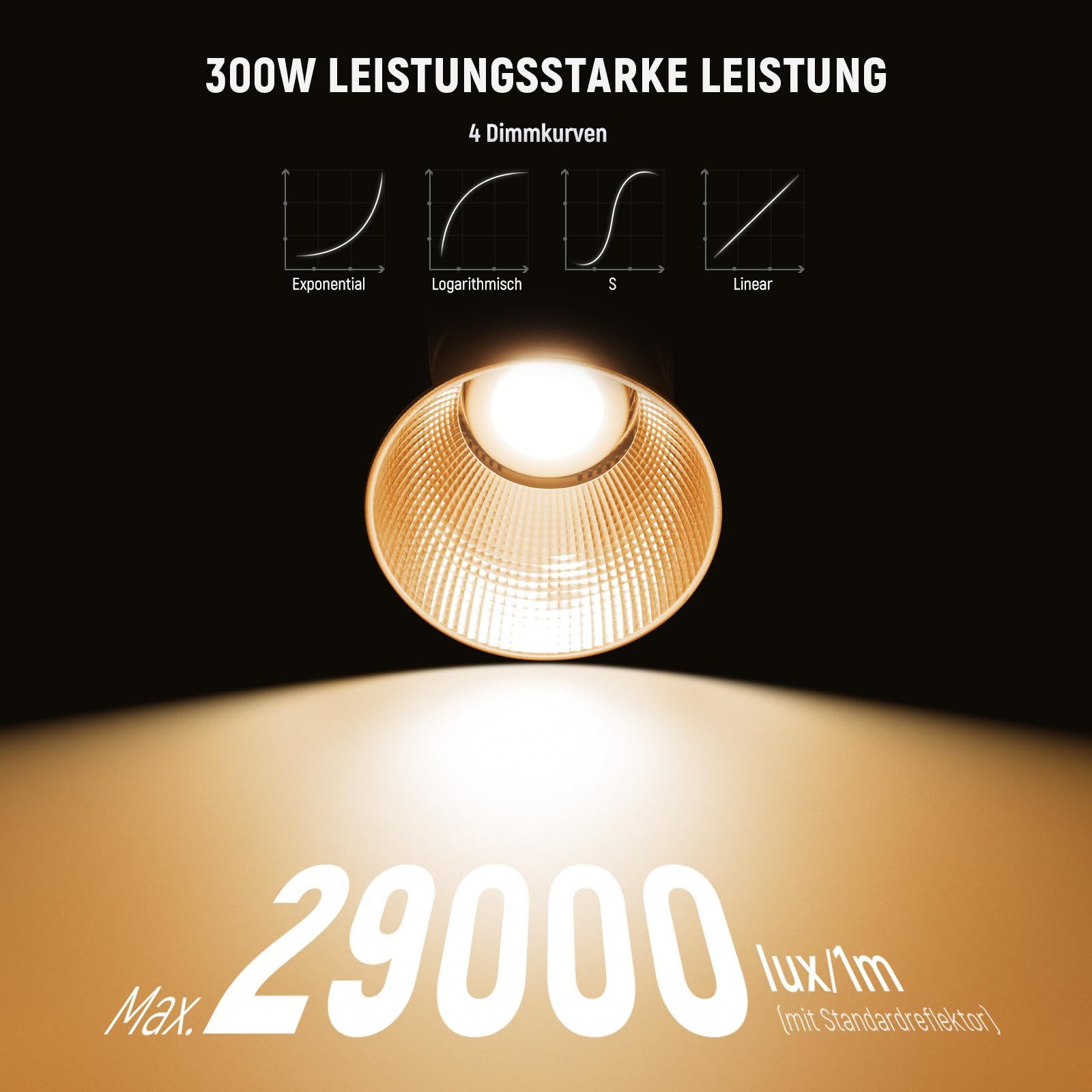Neewer Videoleuchte FS300C 300W RGB LED Videolicht, mit APP/2.4G Steuerung, Bowens Mount, 17 Effekte, 29000lux/1m, COB Dauerlicht für Studiofotografie
