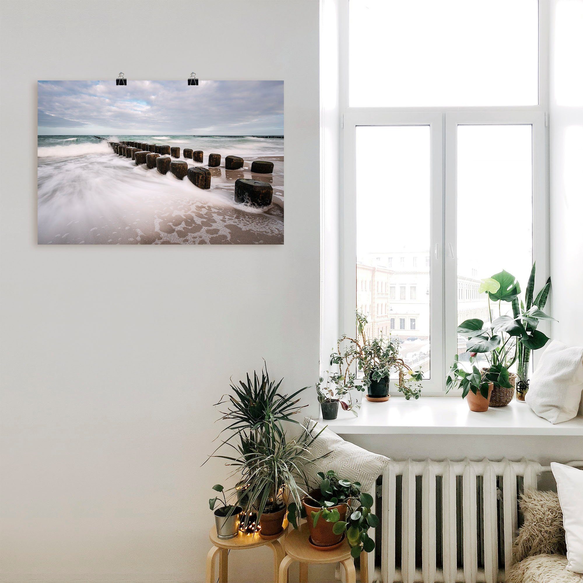 Artland Wandbild »Buhnen an Ostsee an stürmischen Tag«, Küstenbilder (1 Stück), in vielen Größen & Produktarten - Alubild / Outdoorbild für den Außenbereich, Leinwandbild, Poster, Wandaufkleber / Wandtattoo auch für Badezimmer geeignet-kaufen