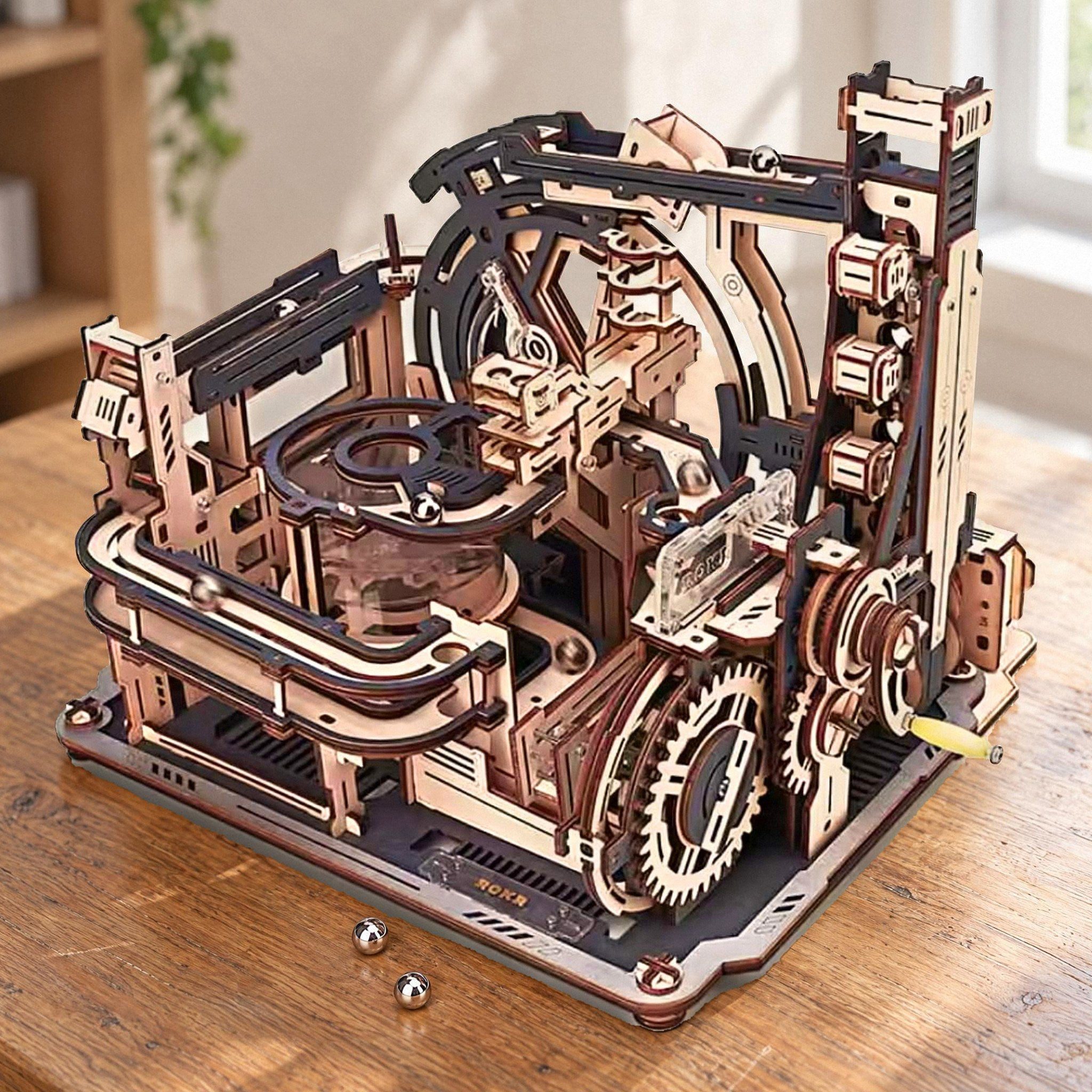 Robotime Modellbausatz Marble Spaceport Kugelbahn aus Holz, (472-tlg)