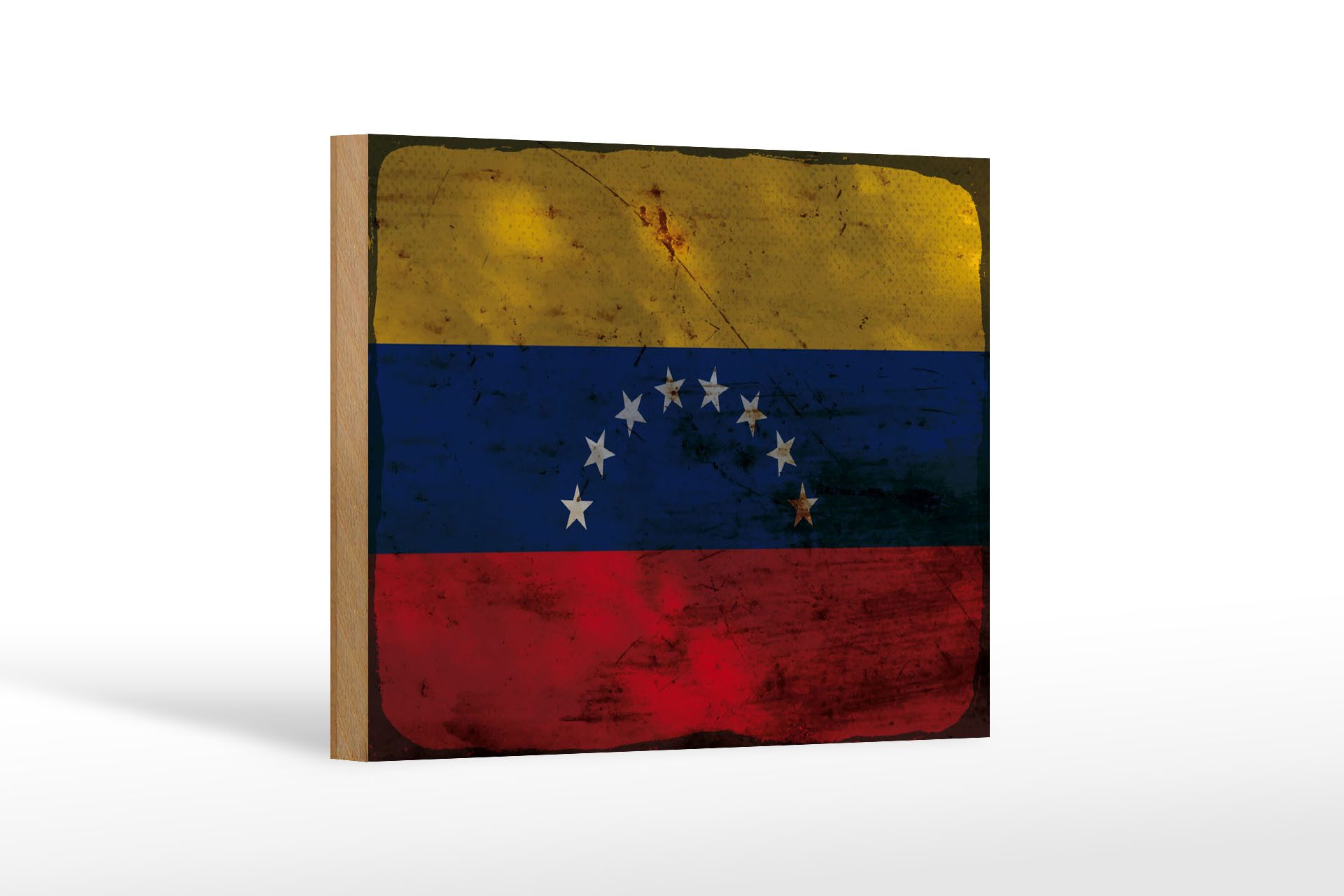 Femer GmbH Holzbild Flagge Venezuela 18x12 cm Flag Venezuela Rost, Flaggen (1 St), Glatte Holzfaserplatte (MDF), vorn beschichtet