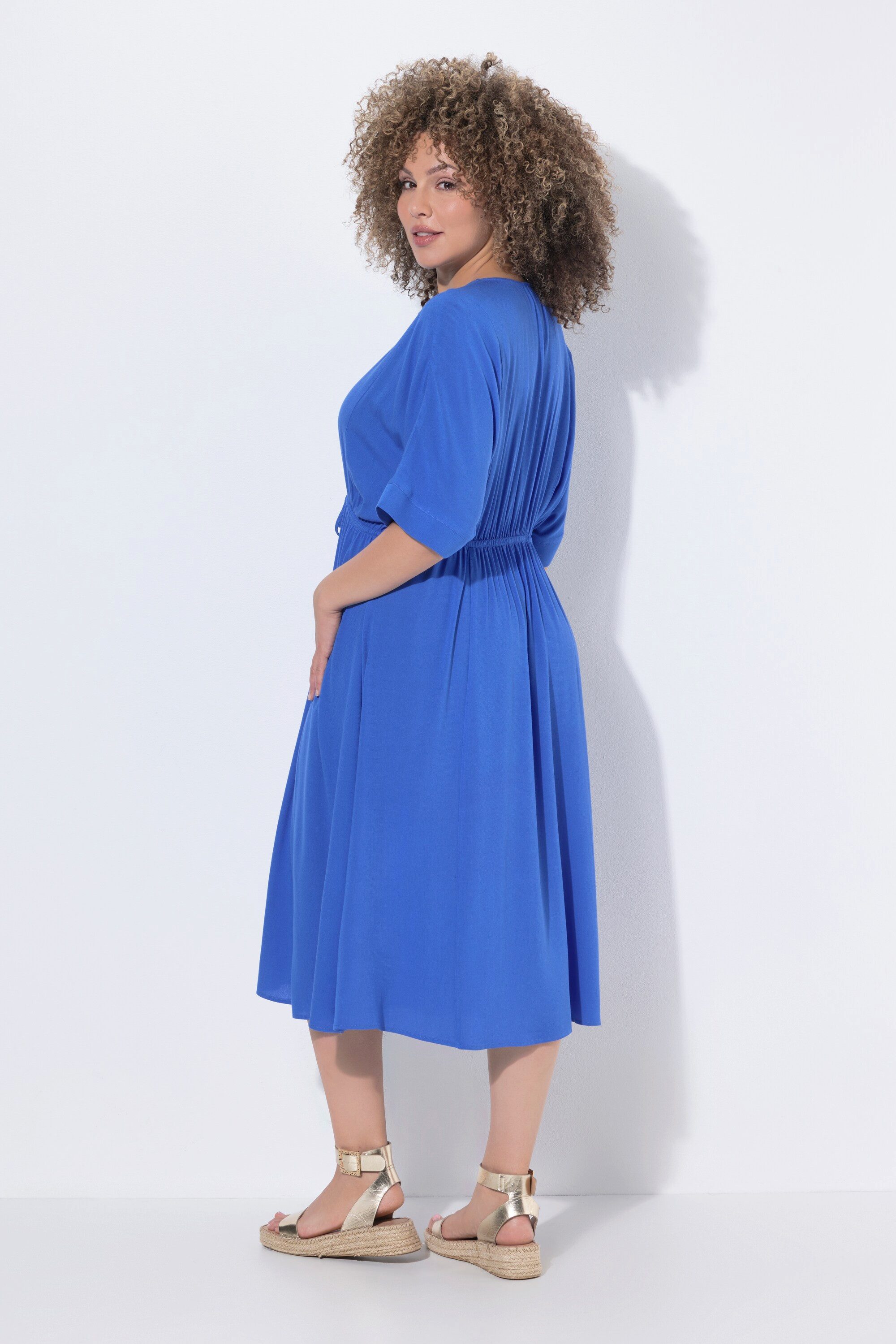 Ulla Popken Maxikleid Maxikleid A-Linie V-Ausschnitt Halbarm