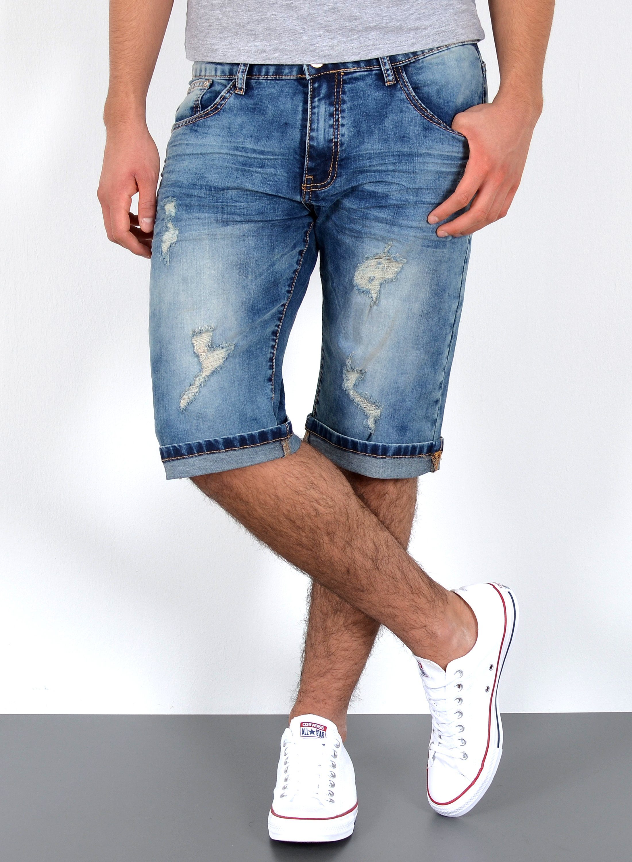 Jeanshose Hose ESRA Shorts Shorts Herren für Herren Sommer mit mit Meeresblau Jeansshorts Plussize Capri Herren kurze Jeans Jeans Jeanshose Destroyed A387 Herren Regular Jeans im Übergröße Look, Shorts Jeansshorts Capri Stretch, Pocket, Shorts Straight Rissen Hose, mit 5 Herrren Capri bis / Shorts, kurze Große Hose Comfort Herren A373 Größe, Herren Jeans