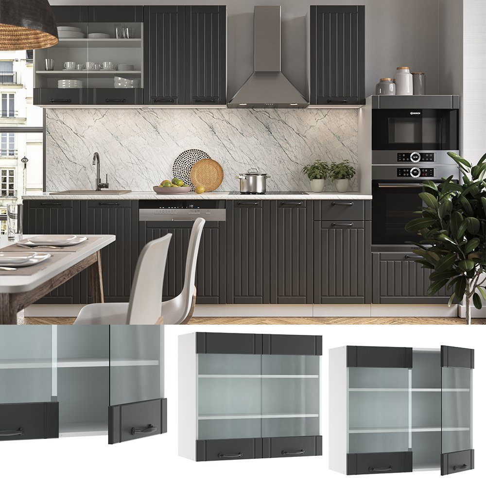 Vicco Glashängeschrank Fame-Line, Anthrazit/Weiß, 80 cm günstig online kaufen