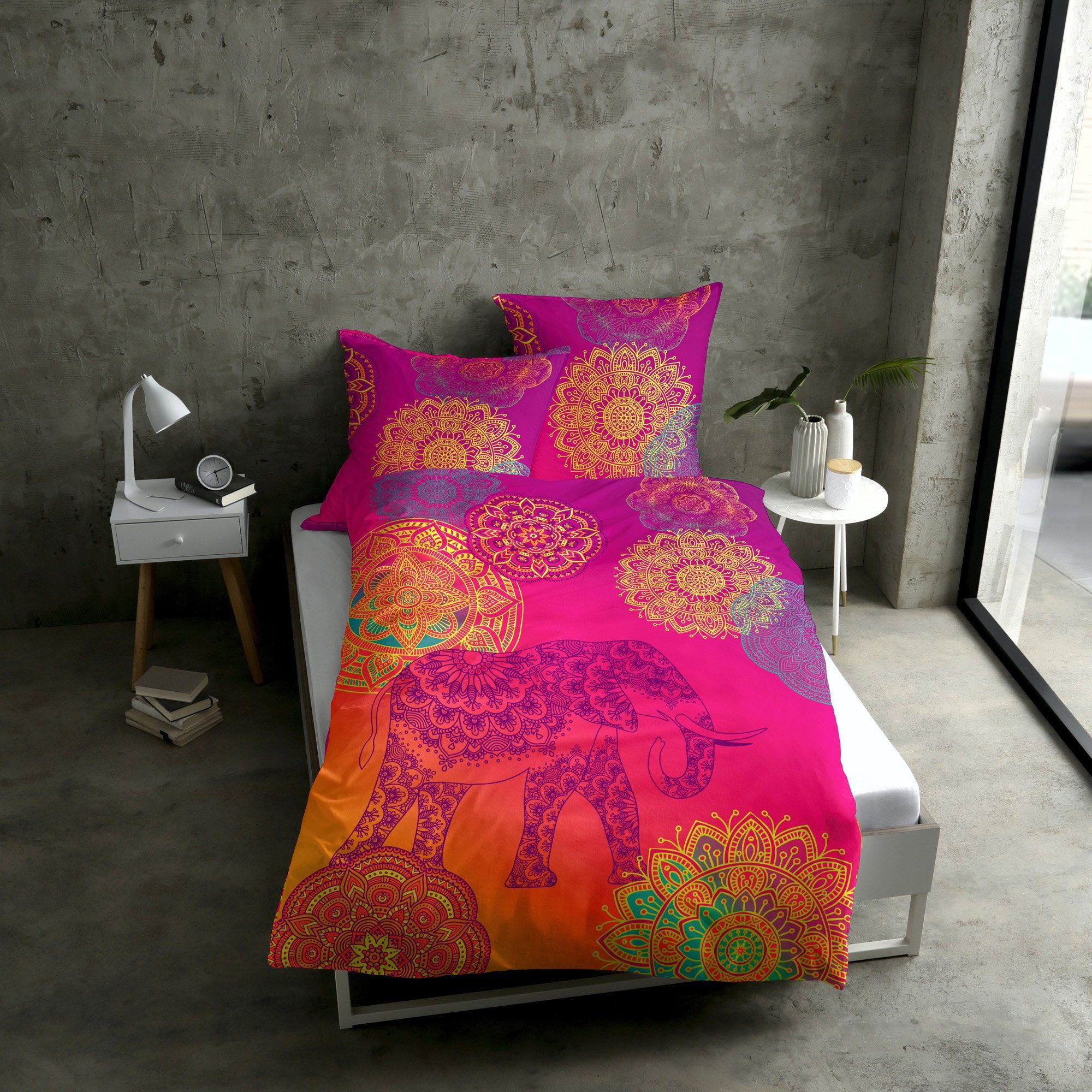 sister s. Bettwäsche Bettwäsche "Noida", Renforcé, Renforcé Motiv: Mandalas/Tiermotive: Elefant