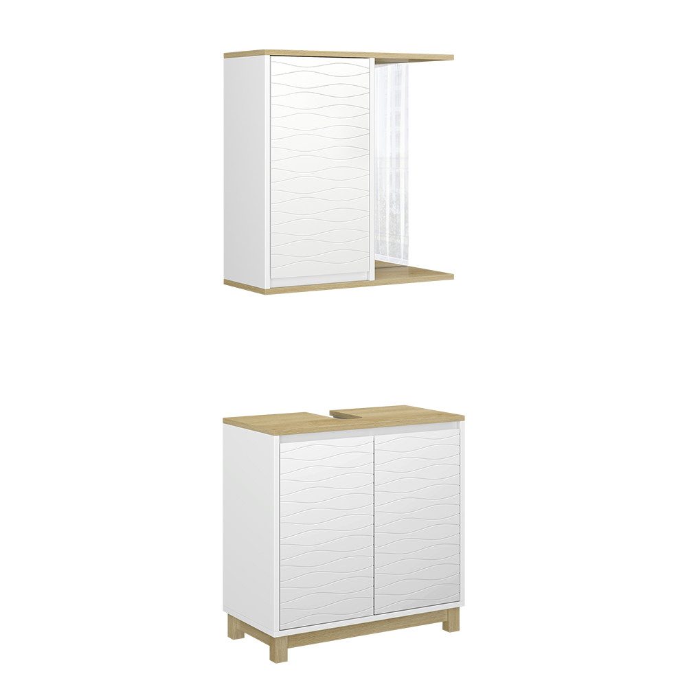 Badmöbel-Set Livia, Weiß/Eiche, 2 Teile