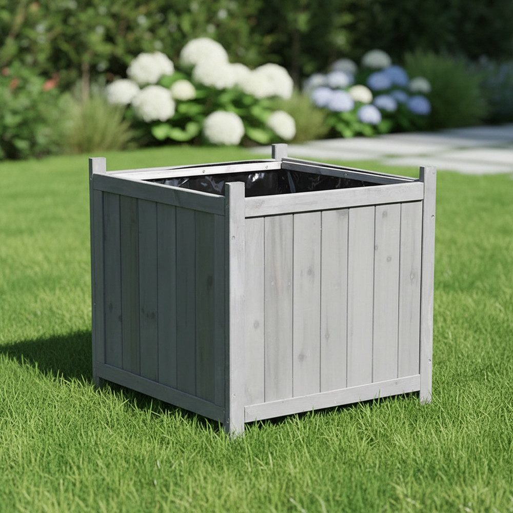 Melko Pflanzkübel Blumenkübel Pflanzkasten Blumentrog Holz 50x50cm Blumenkübel (Stück), Innenbereich mit schwarzer Schutzfolie