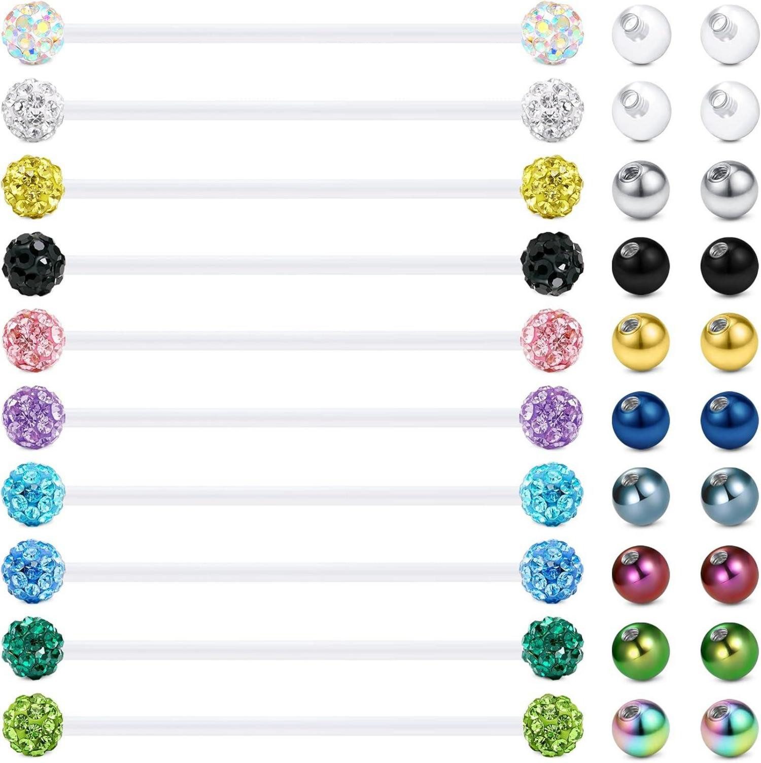 Rajnard Brustwarzenpiercing Zungenpiercing Kunststoff Klar Bioflex 12-38mm Zunge Piercing Schmuck