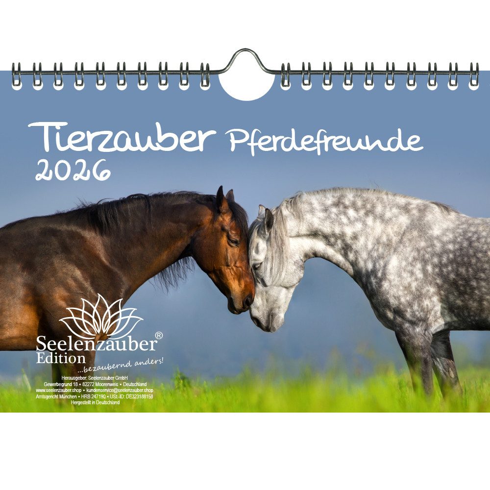 Seelenzauber Wandkalender Tierzauber Pferdefreunde DIN A5 Kalender für 2026 Pferde und Fohlen