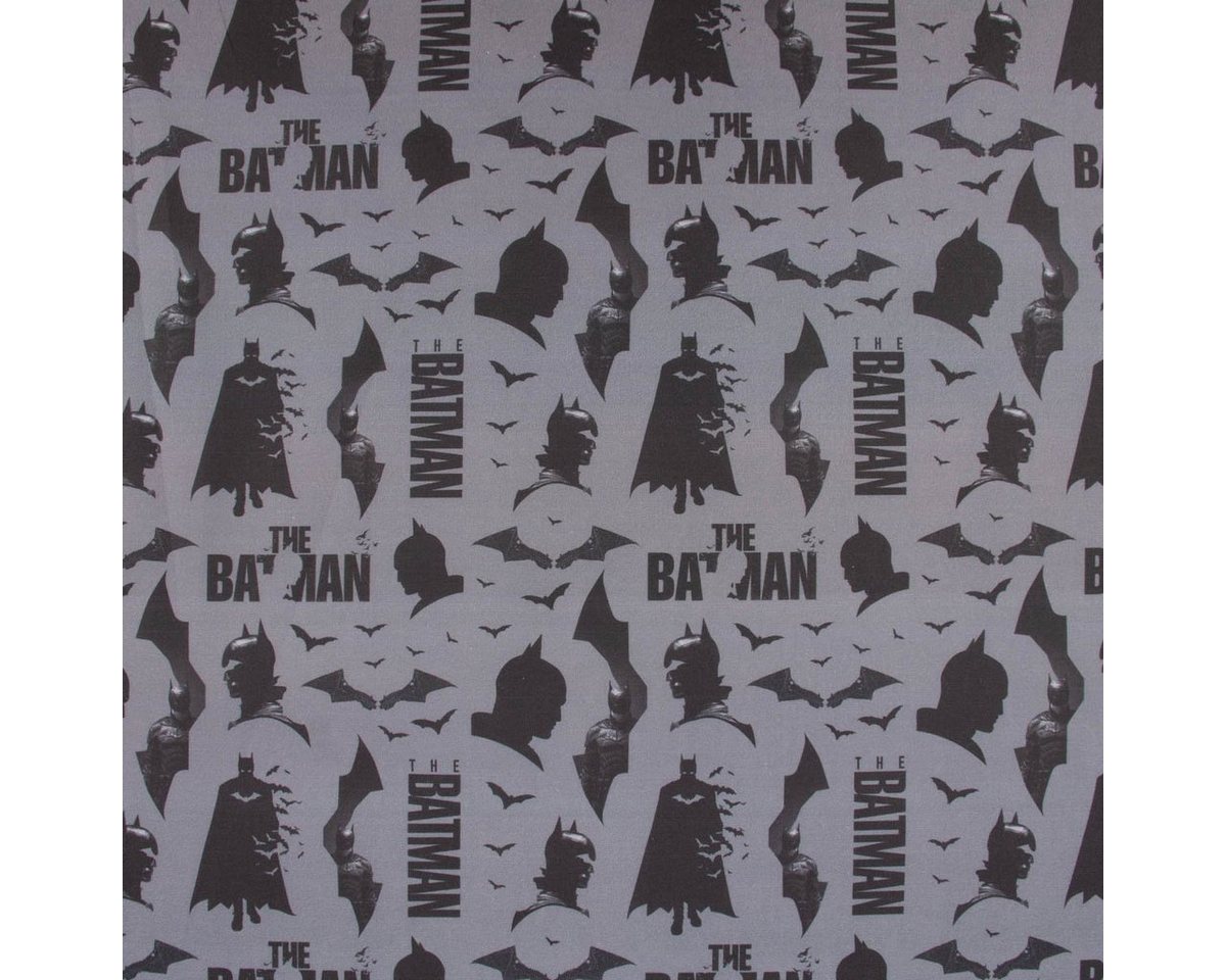 Thumbnail - SCHÖNER LEBEN. Stoff Baumwollstoff Popeline Digitaldr. The Batman™© Schriftzug Fledermaus g, atmungsaktiv
