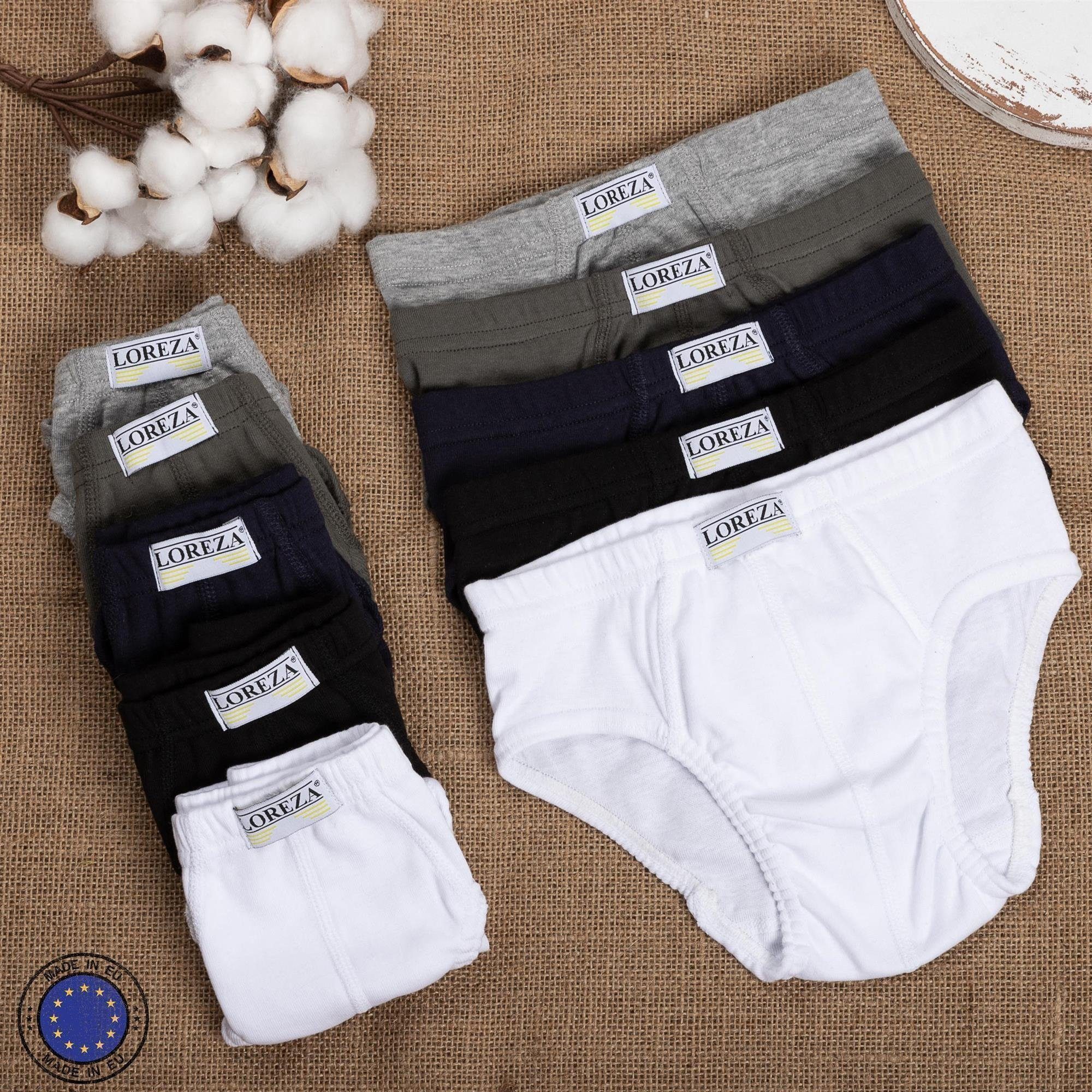 Unterhosen Baumwolle Jungen Slip Unterwäsche LOREZA 100% 10-St) 10 (Set, Slips