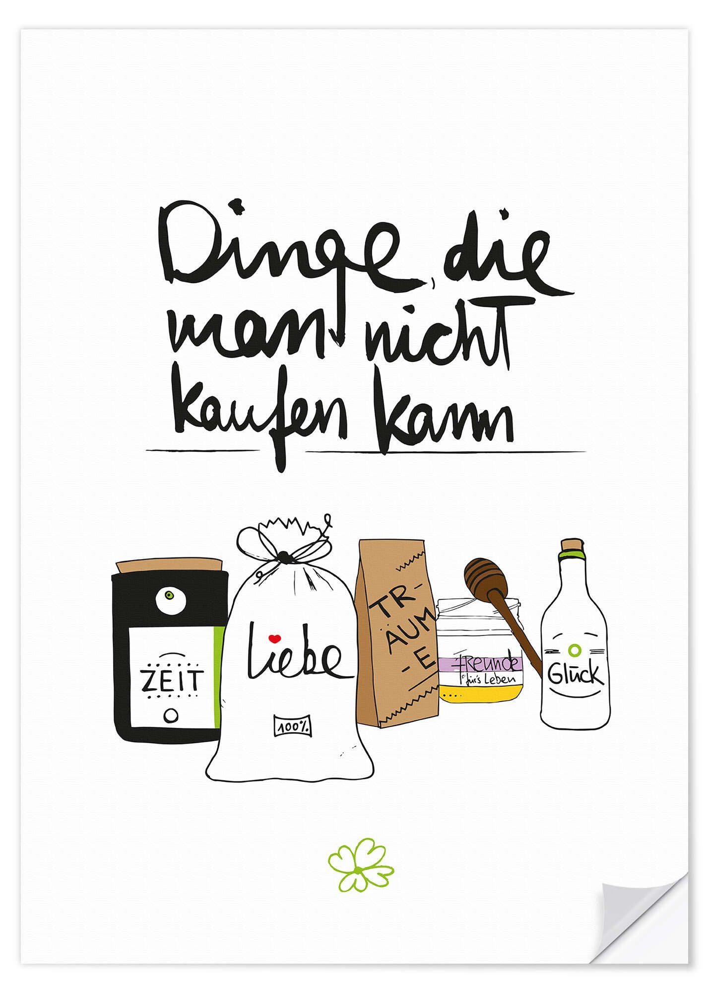 Posterlounge Wandfolie Formart - Zeit für Schönes!, Dinge, die man nicht kaufen kann, Küche Illustration