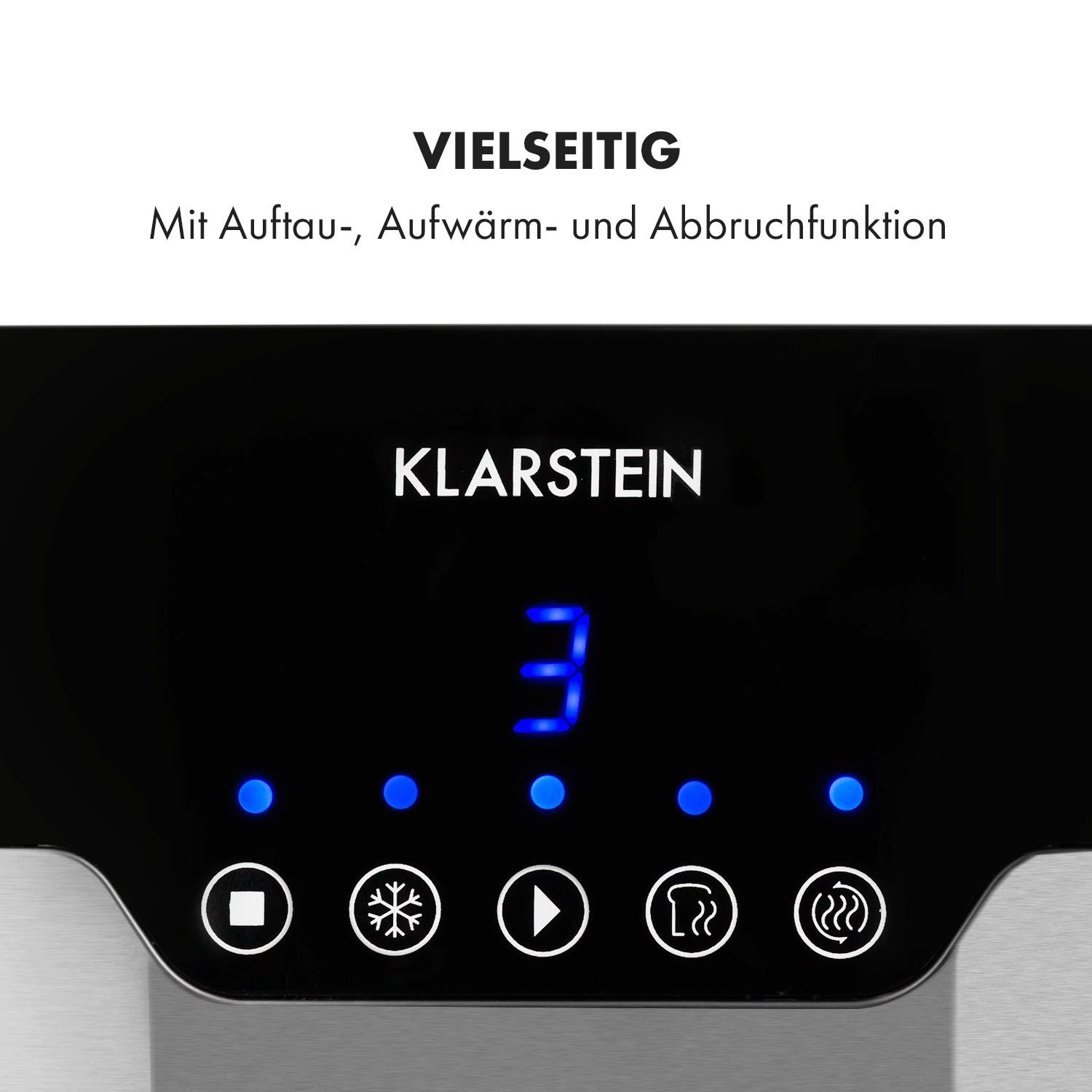 Toaster Arabica W Klarstein kurze Toaster LED-Display Edelstahl, 920W 920 Schlitze, Touch-Bedienfeld 2